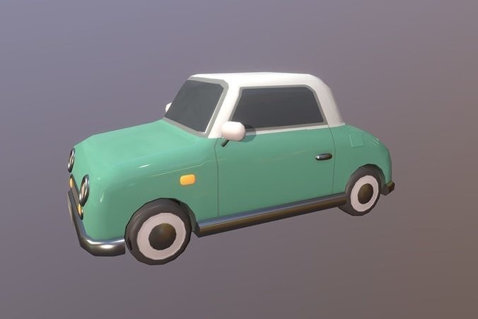 Cute Classic Car Set Low-poly 3D model 7