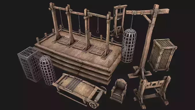 Medieval Torture Device Pack Low-poly 3D model