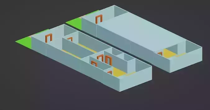 House with outside and inside View Low-poly 3D model