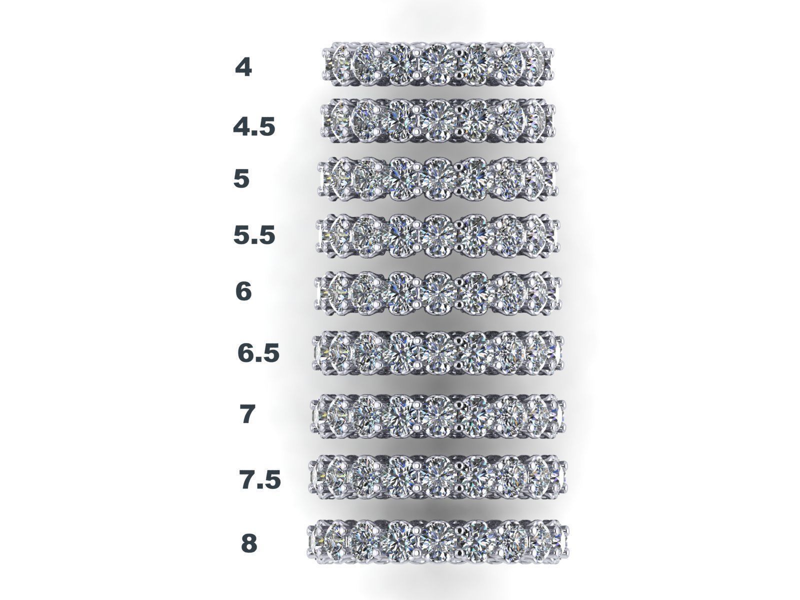 Heart Eternity Band - Various round stone and finger sizes-27pcs 3D print model_11
