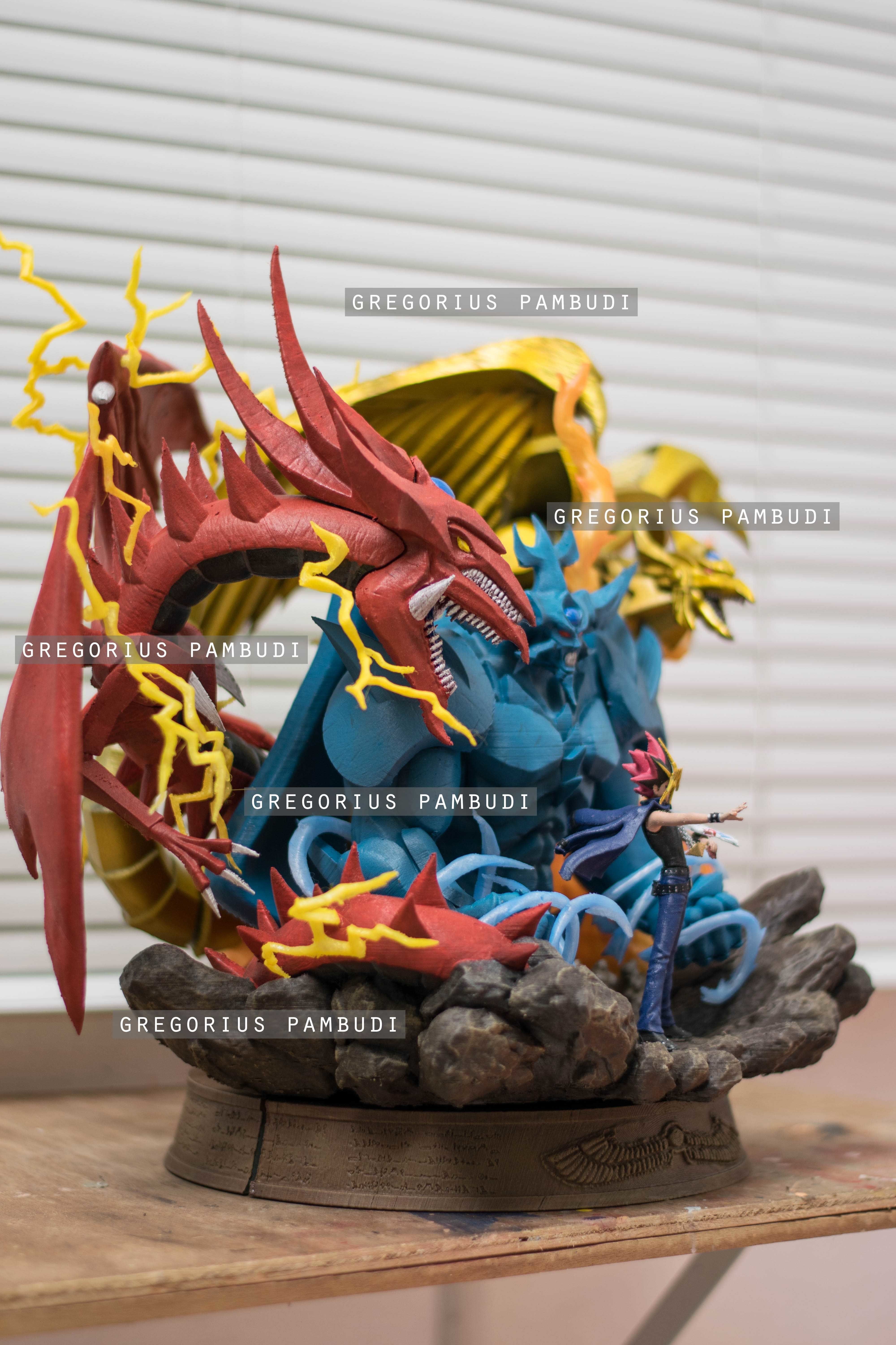Yu-gi-oh Yugi and Egyptian Gods Fan Art Statue 3d Printable 3D print model_15