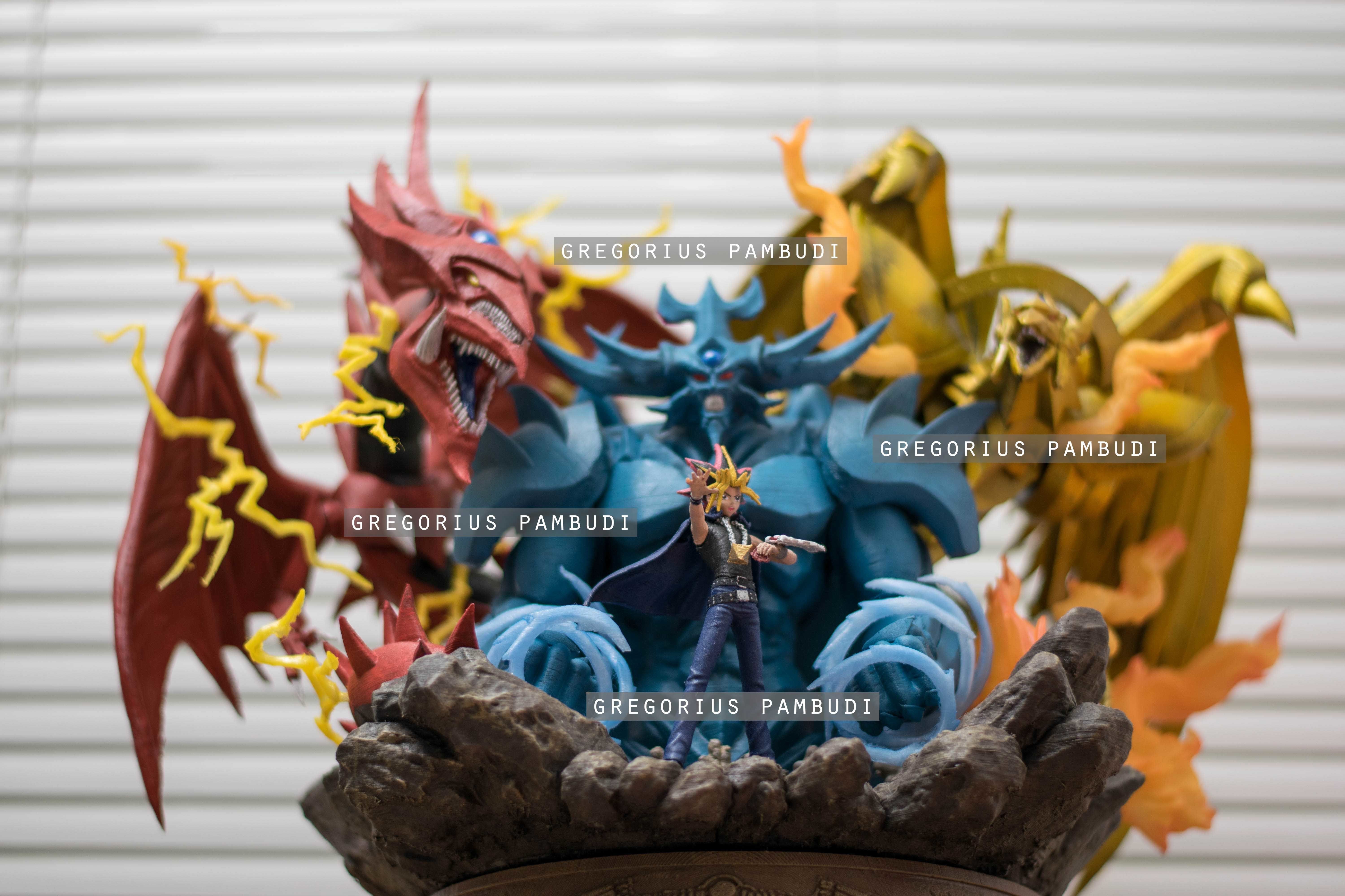 Yu-gi-oh Yugi and Egyptian Gods Fan Art Statue 3d Printable 3D print model_16