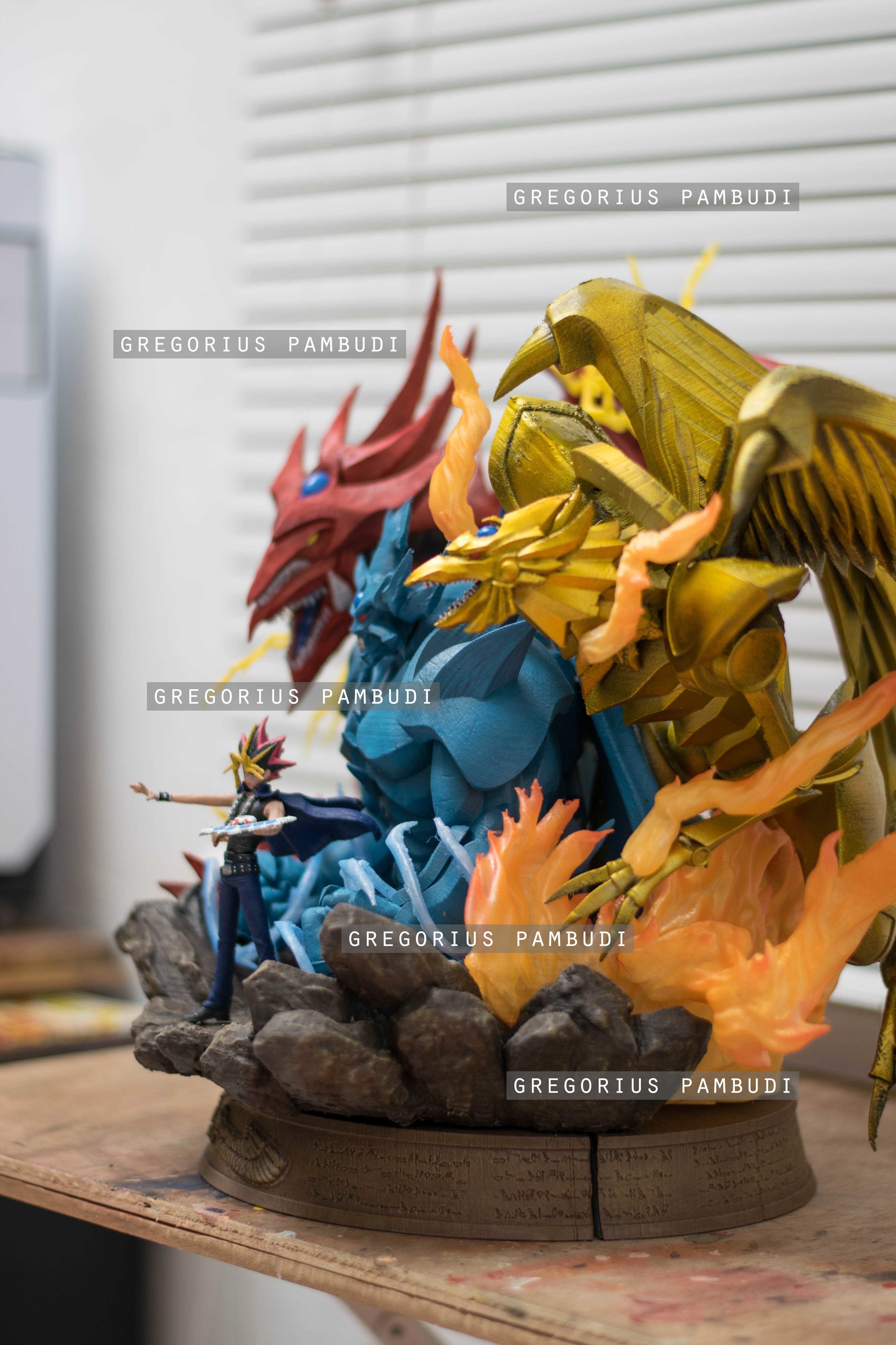 Yu-gi-oh Yugi and Egyptian Gods Fan Art Statue 3d Printable 3D print model_14