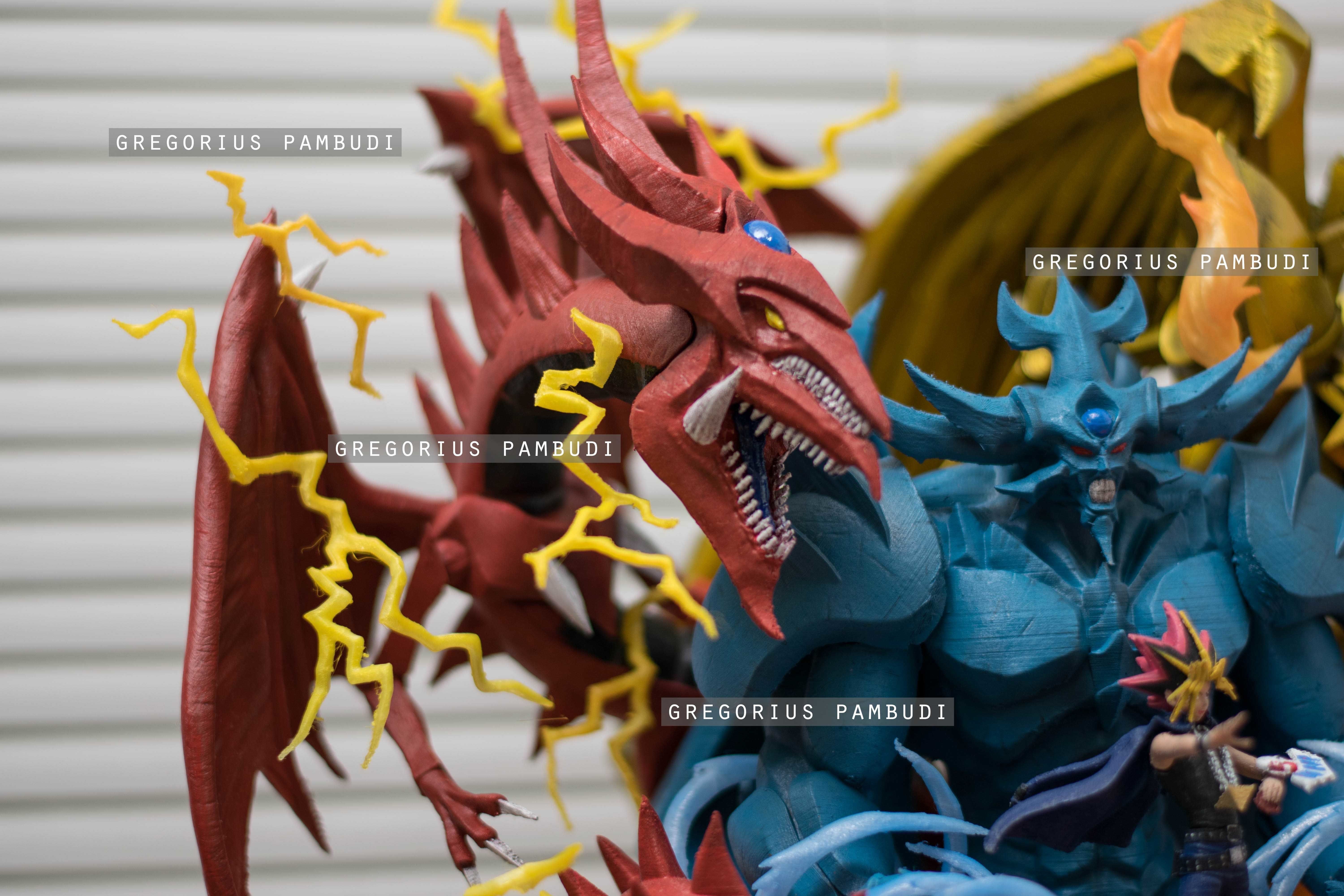 Yu-gi-oh Yugi and Egyptian Gods Fan Art Statue 3d Printable 3D print model_9