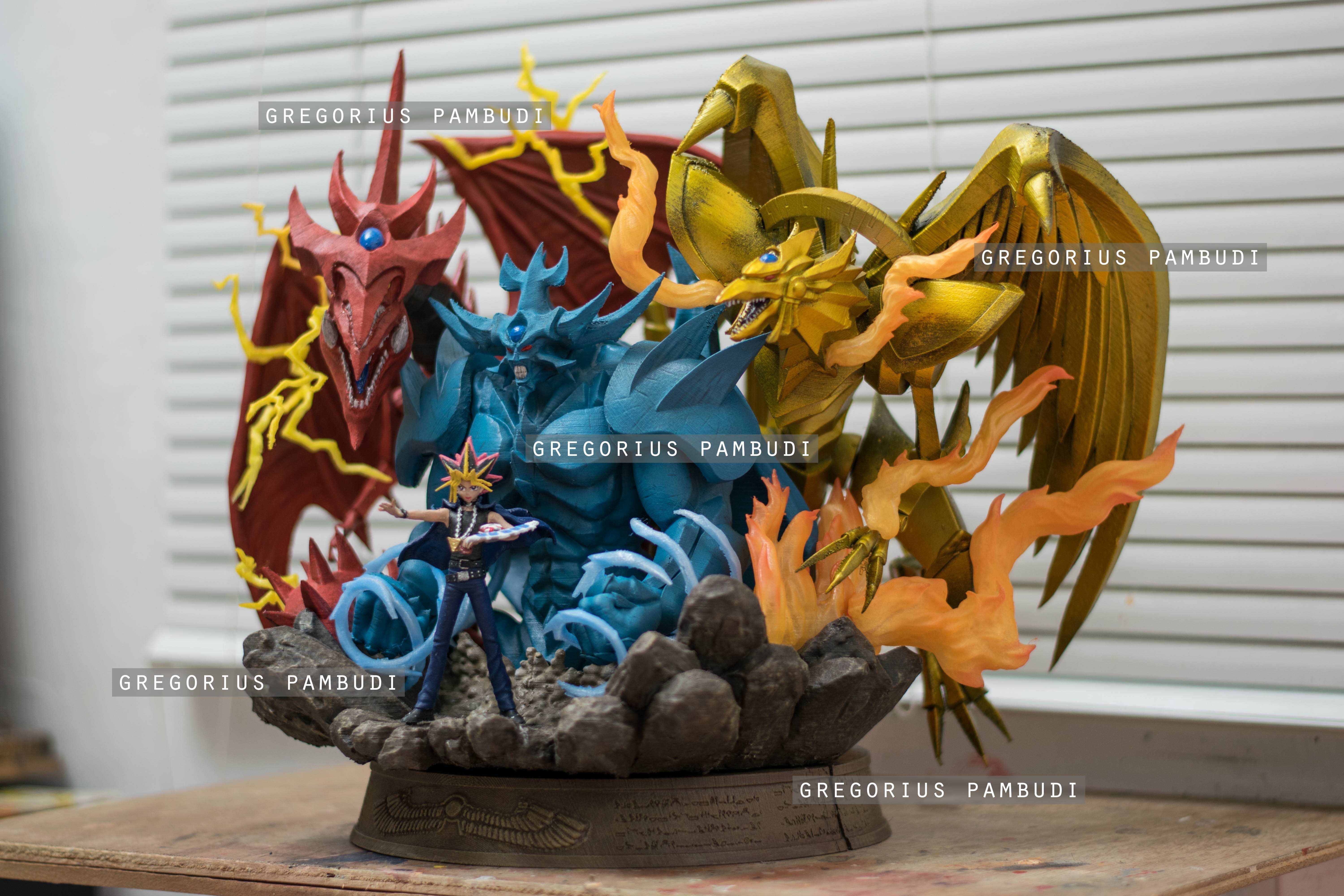 Yu-gi-oh Yugi and Egyptian Gods Fan Art Statue 3d Printable 3D print model_6