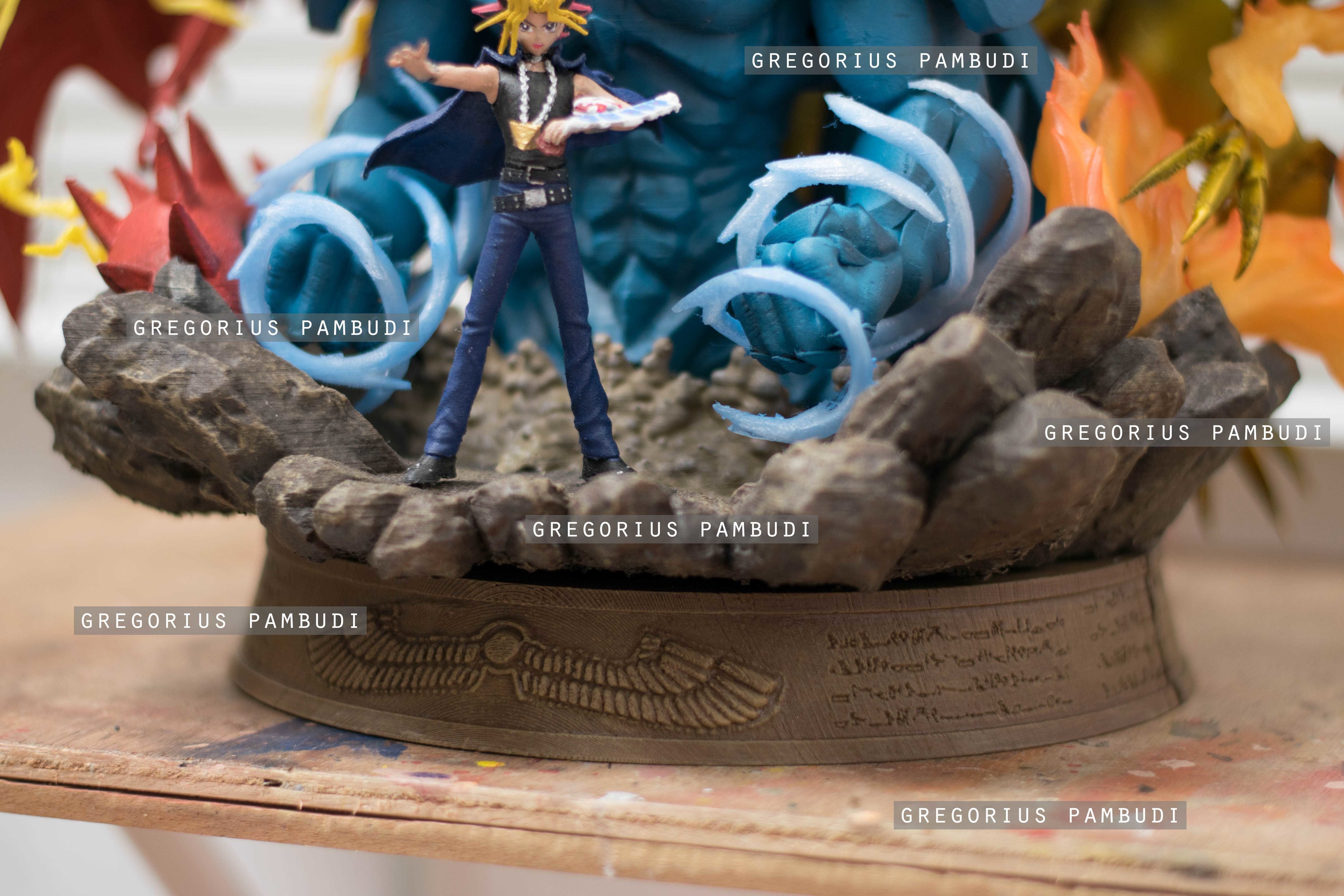 Yu-gi-oh Yugi and Egyptian Gods Fan Art Statue 3d Printable 3D print model_12