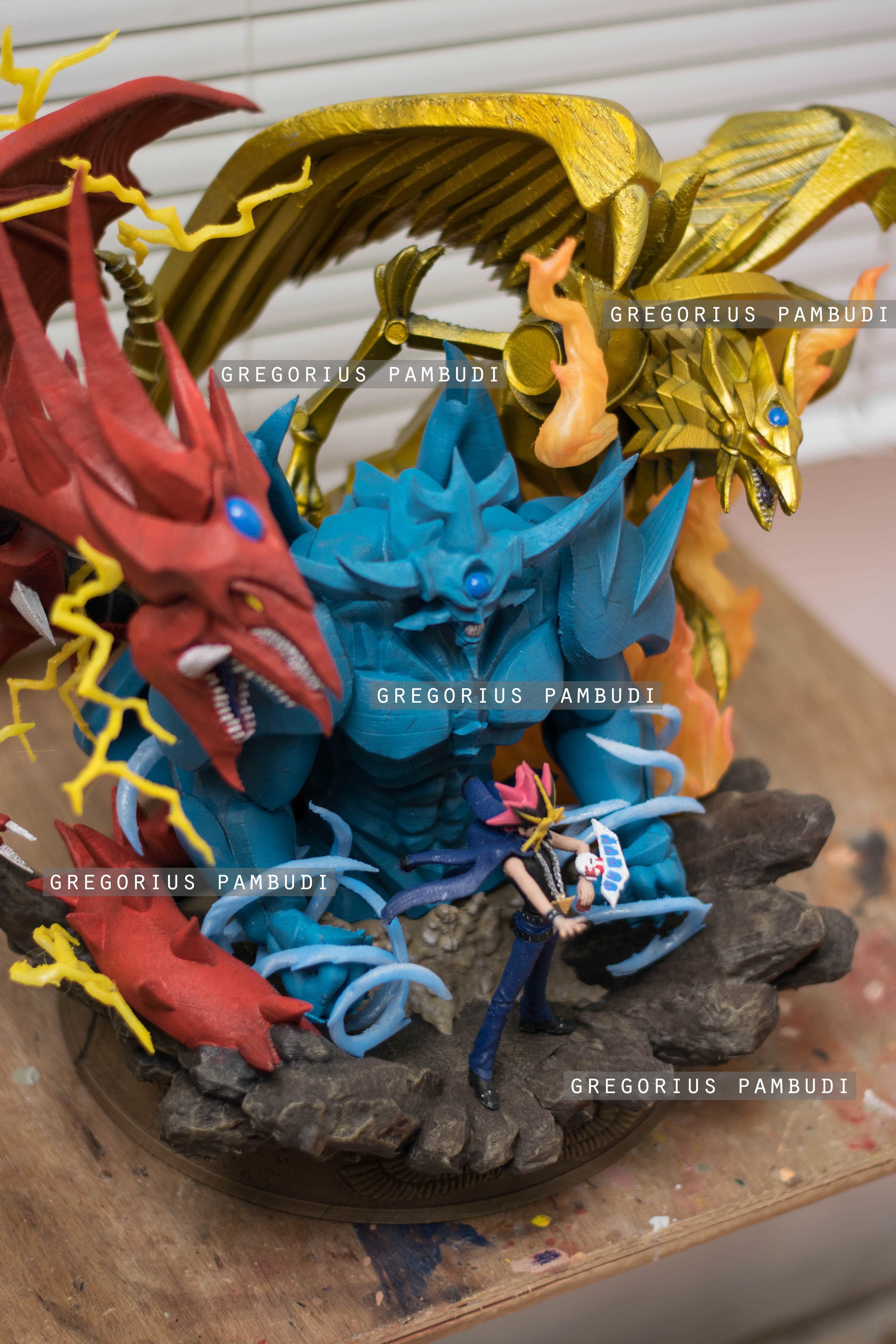 Yu-gi-oh Yugi and Egyptian Gods Fan Art Statue 3d Printable 3D print model_8