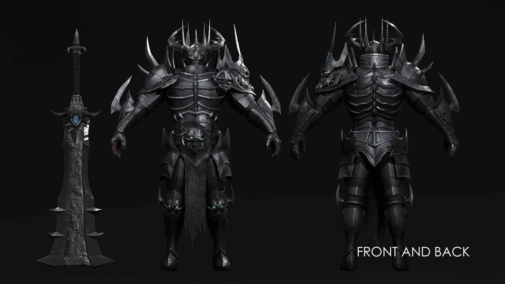 Death Knight - Armor RPG Dungeon Warrior Medieval Boss Character Low-poly 3D model_6