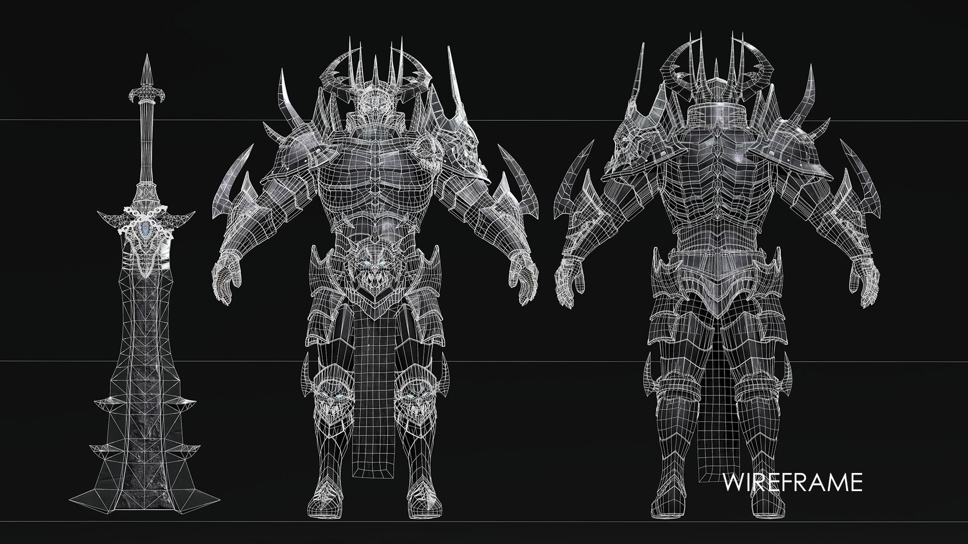 Death Knight - Armor RPG Dungeon Warrior Medieval Boss Character Low-poly 3D model_7
