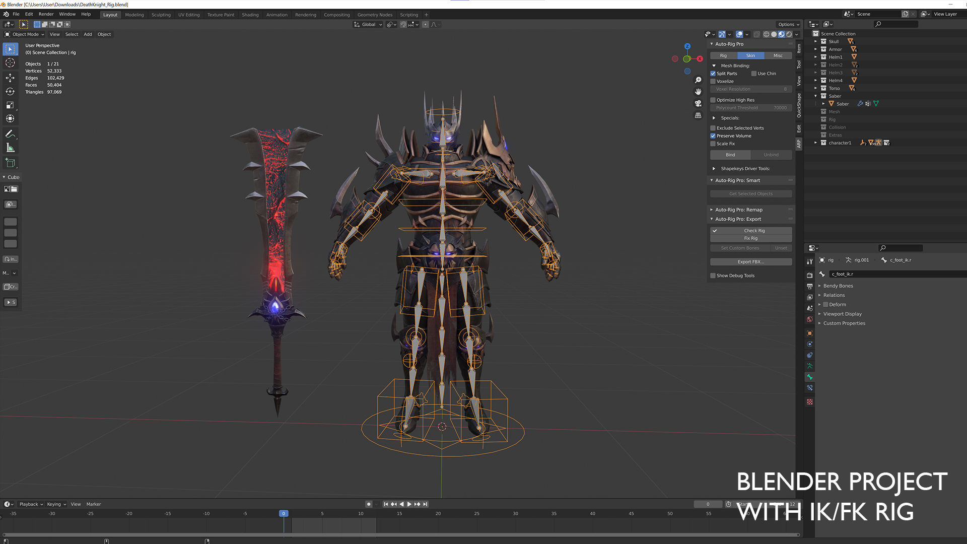 Death Knight - Armor RPG Dungeon Warrior Medieval Boss Character Low-poly 3D model_16