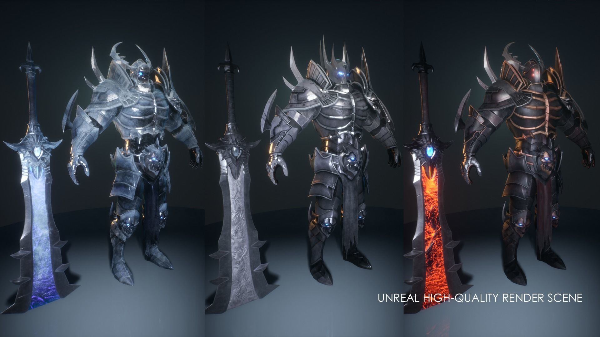 Death Knight - Armor RPG Dungeon Warrior Medieval Boss Character Low-poly 3D model_9