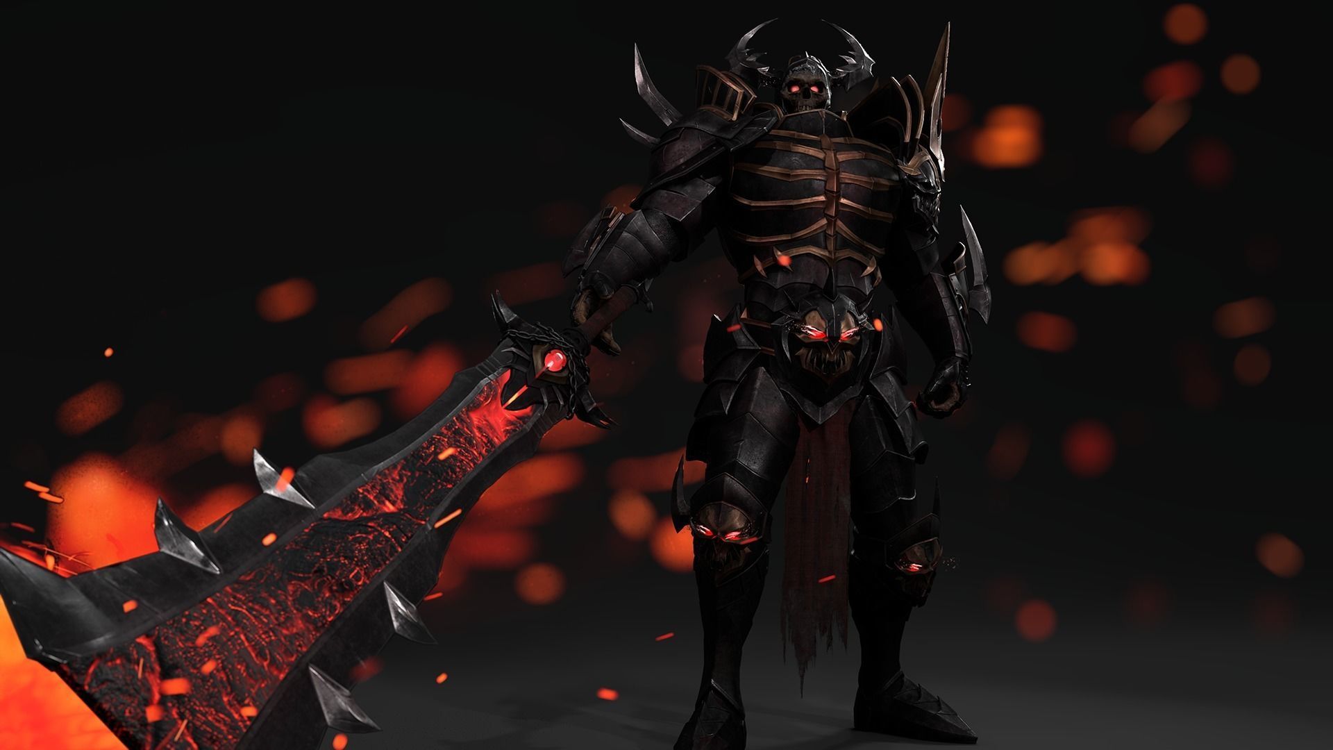 Death Knight - Armor RPG Dungeon Warrior Medieval Boss Character Low-poly 3D model_4