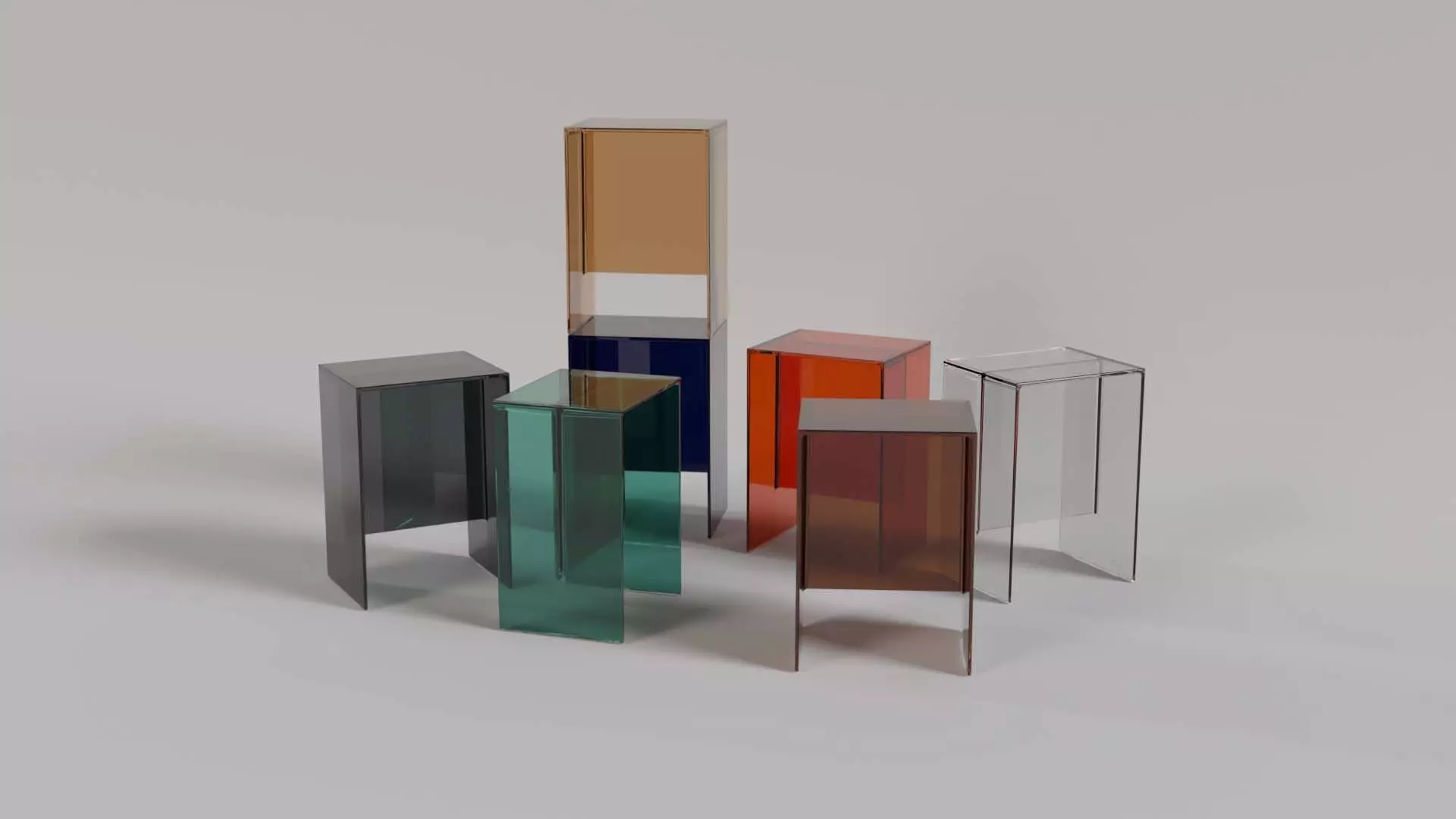 Kartell Maxbeam Stool Table Low-poly 3D model_0