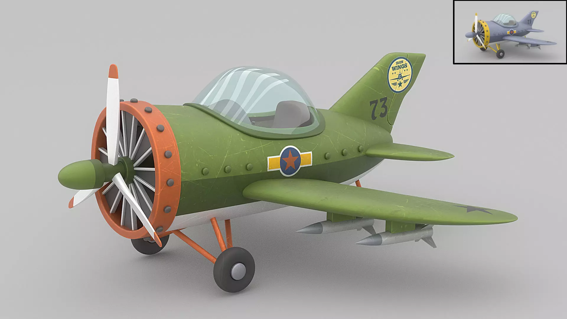 Cartoon airplane 2 3D model_0