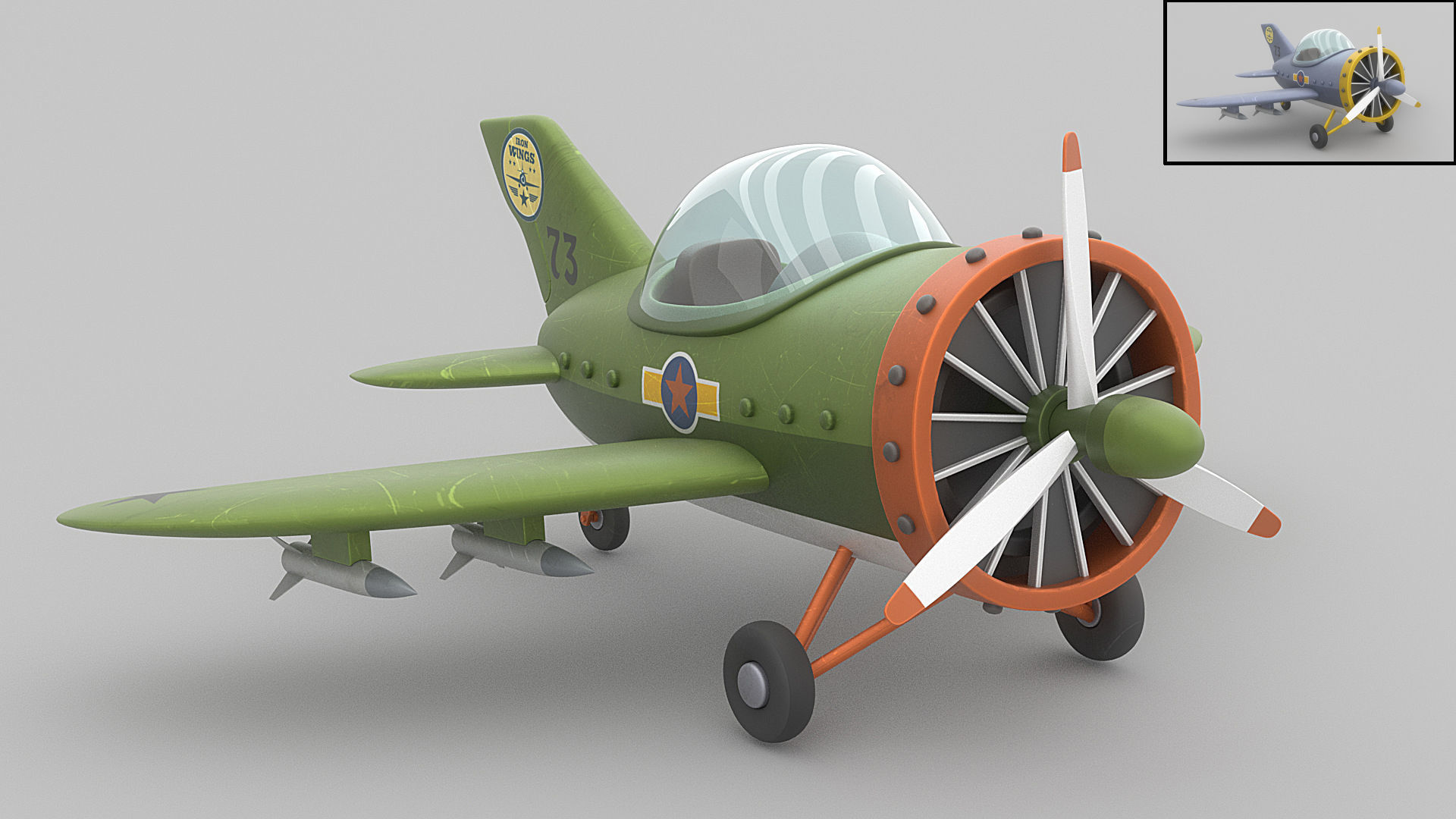 Cartoon airplane 2 3D model_5