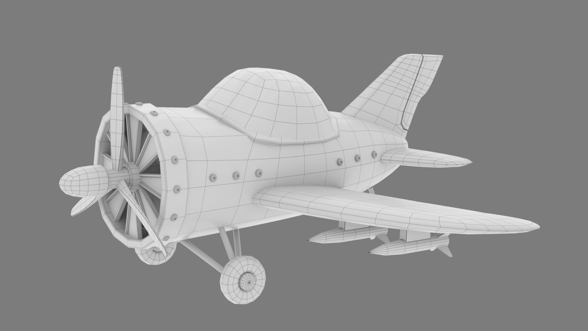 Cartoon airplane 2 3D model_6