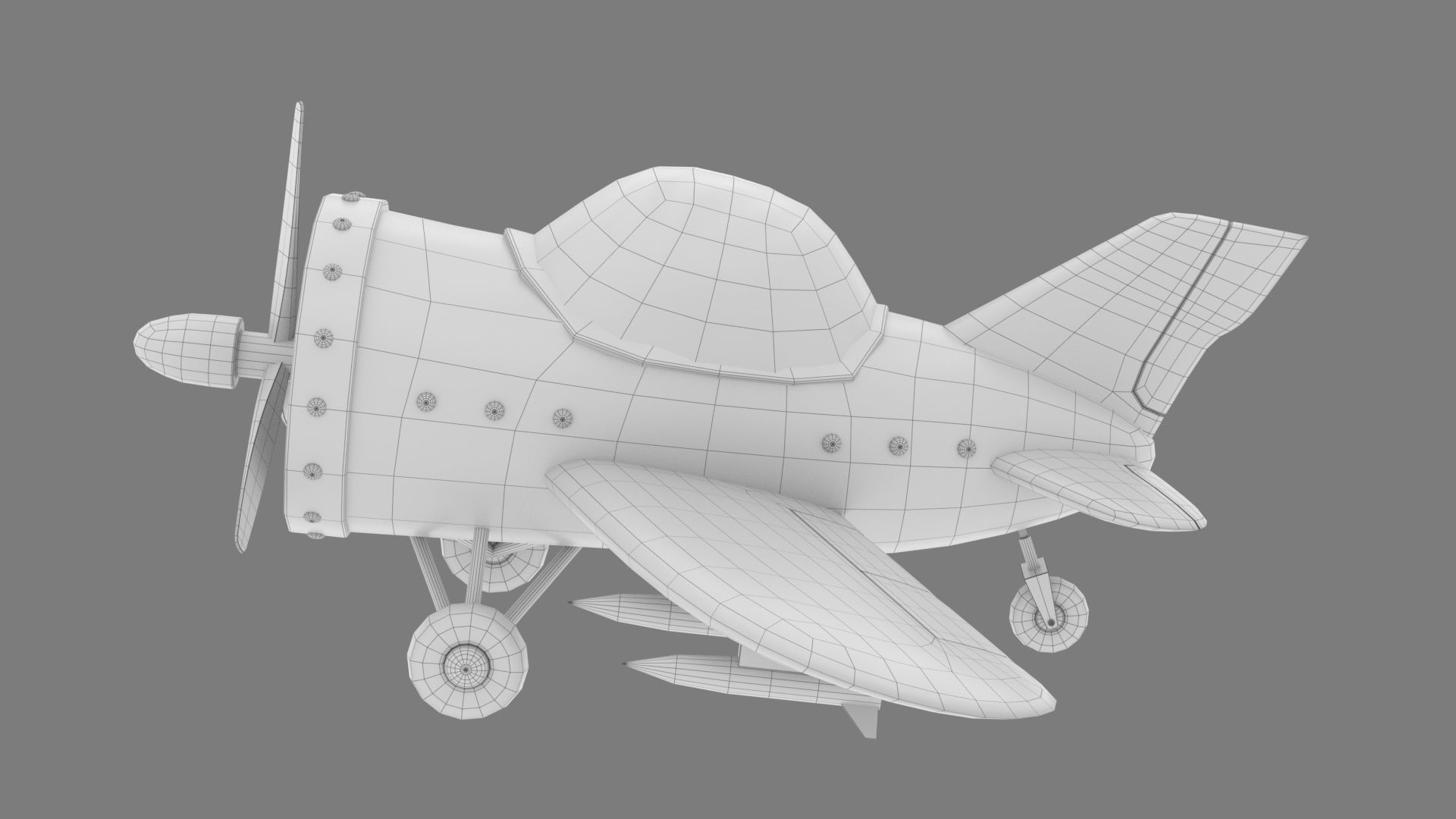 Cartoon airplane 2 3D model_7