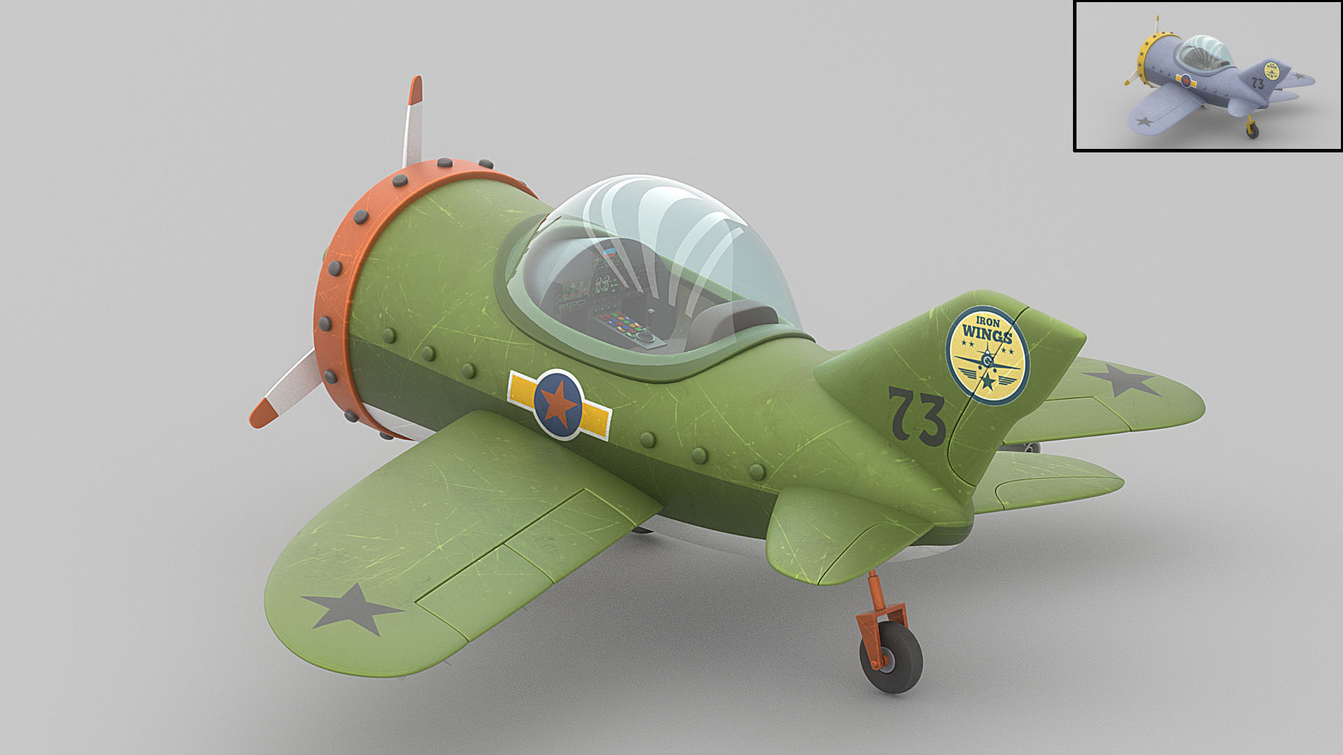 Cartoon airplane 2 3D model_2