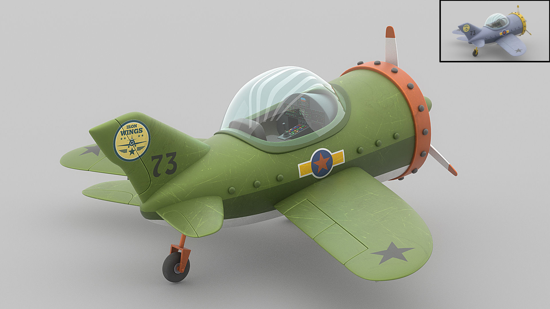 Cartoon airplane 2 3D model_3