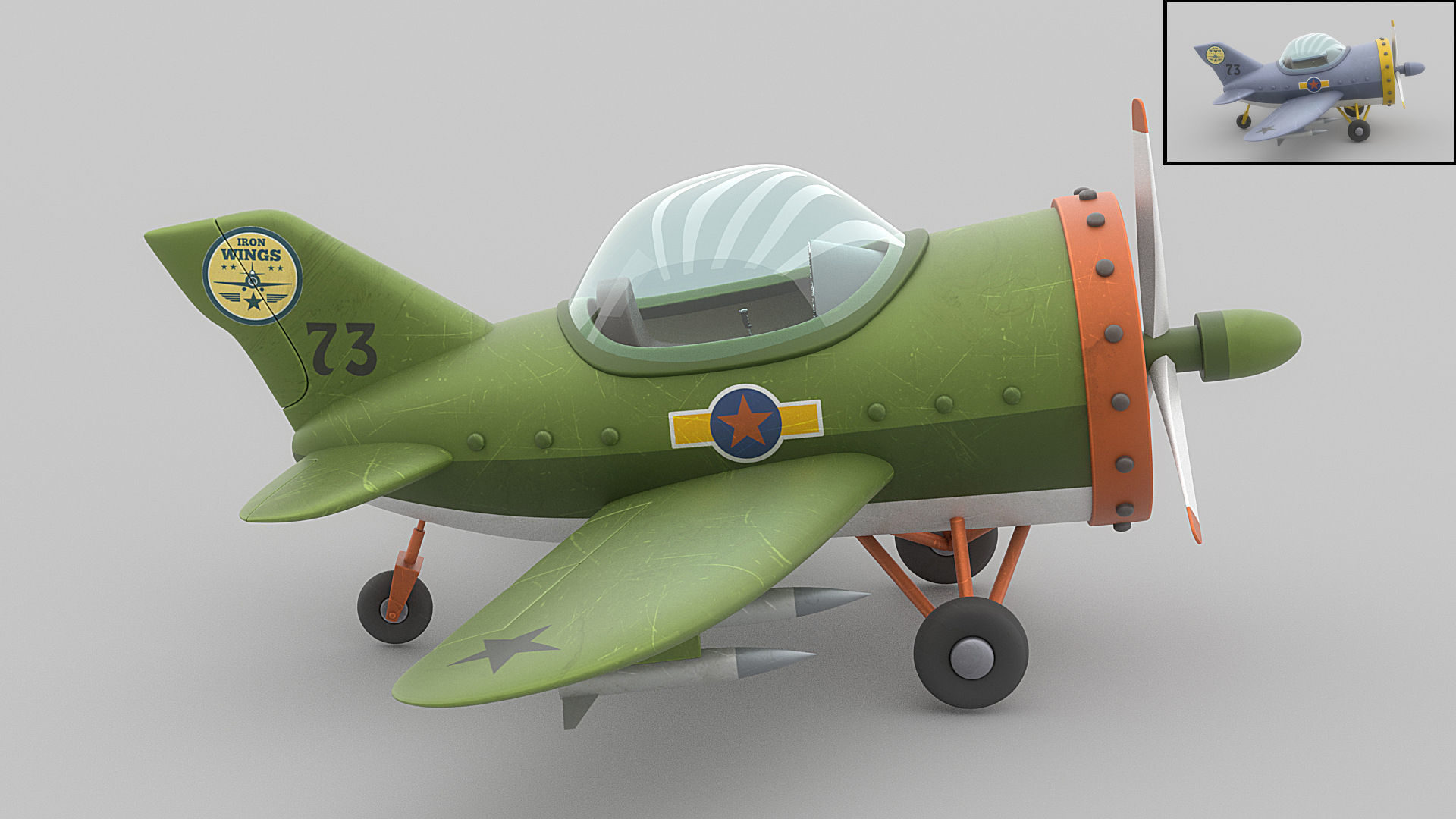 Cartoon airplane 2 3D model_4