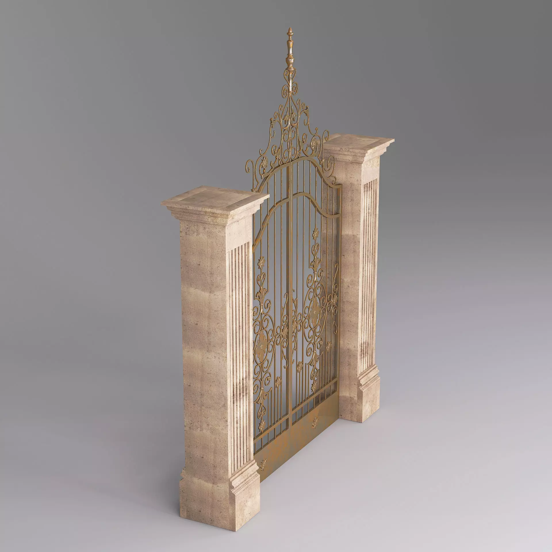 Classic Gate Door 001 3D model_4