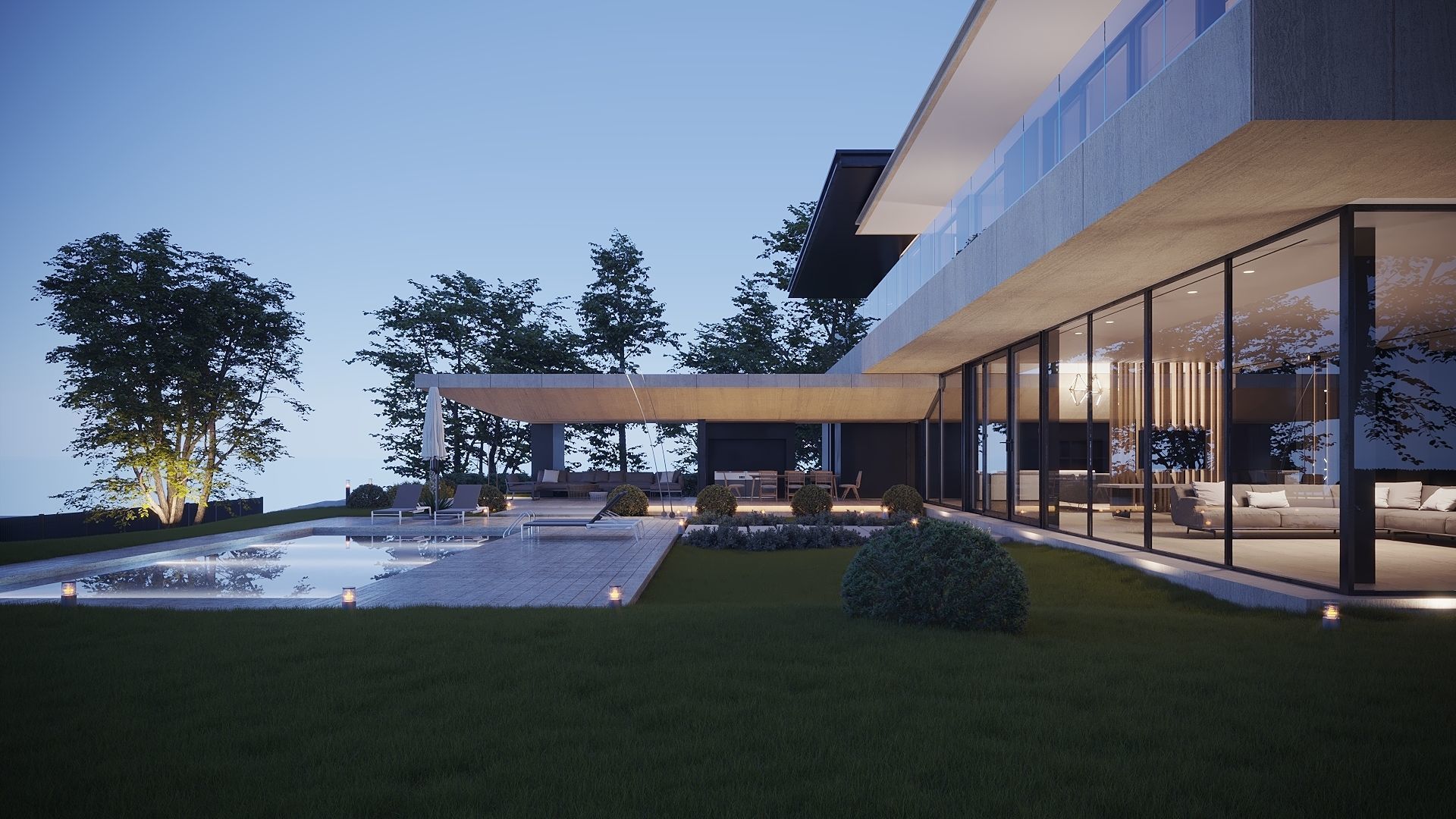 ProVis3D 012 - Lake Huron Villa House Night 3D model_3