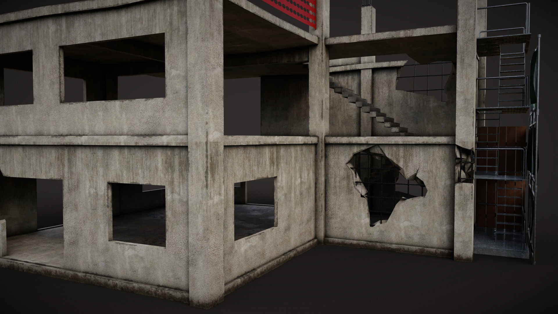 building construction of house Low-poly 3D model_5