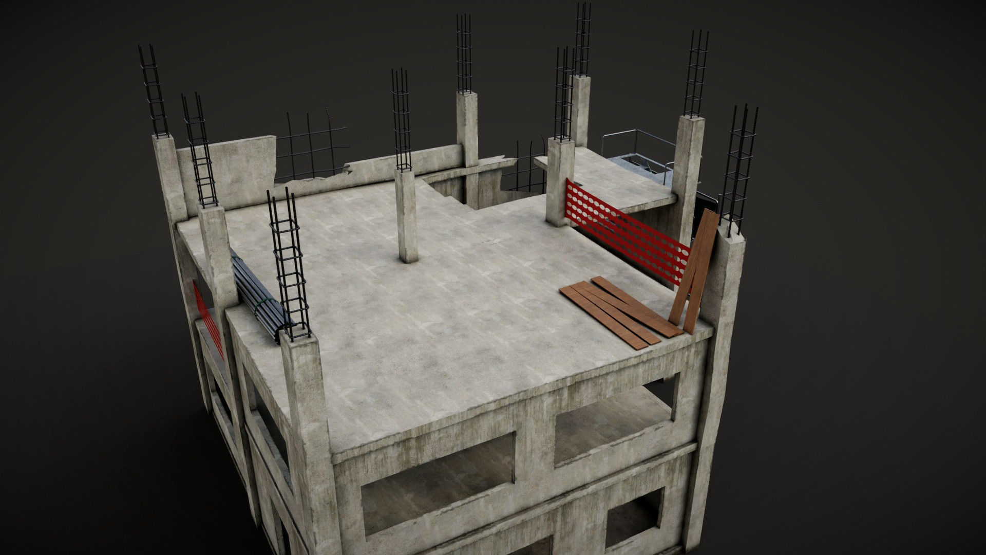 building construction of house Low-poly 3D model_3
