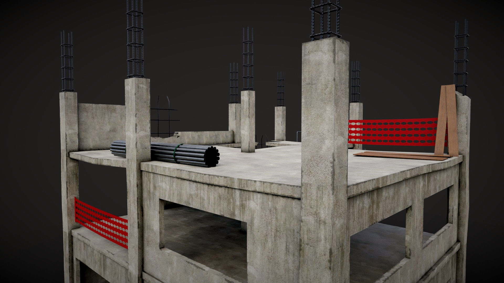 building construction of house Low-poly 3D model_6