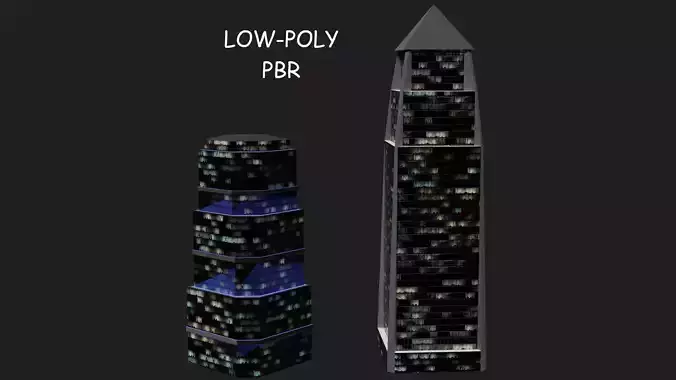 SKYSCRAPERS NIGHT MODE PACK - LOWPOLY PBR MODEL 