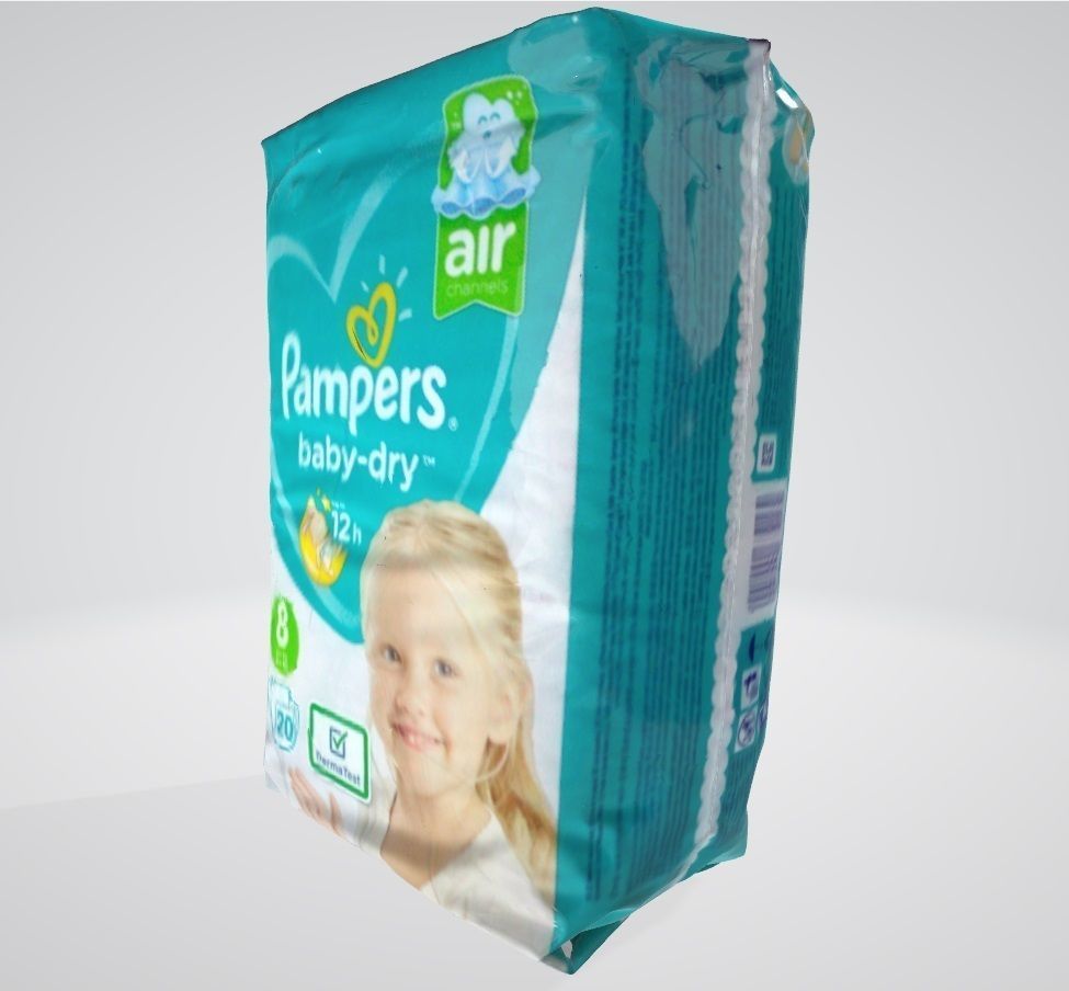 Pampers 8 package of baby diapers 3D model | CGTrader