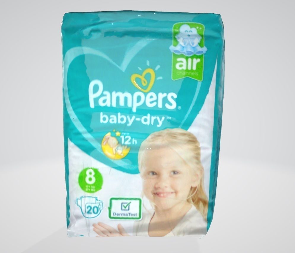 Pampers 8 package of baby diapers 3D model | CGTrader