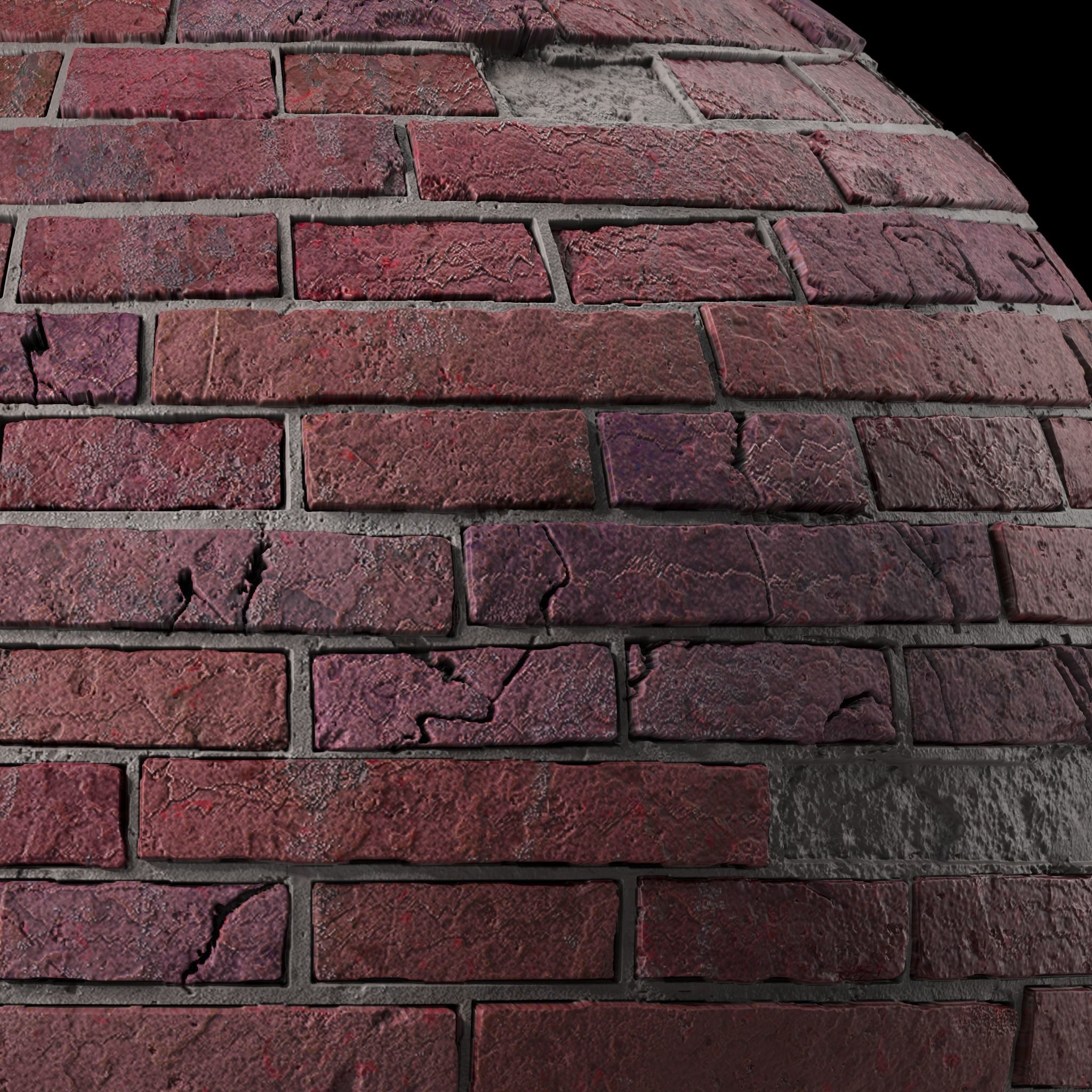 Bricks Materials 35- Brick walls - Pbr 4k Seamless Low-poly 3D model_6
