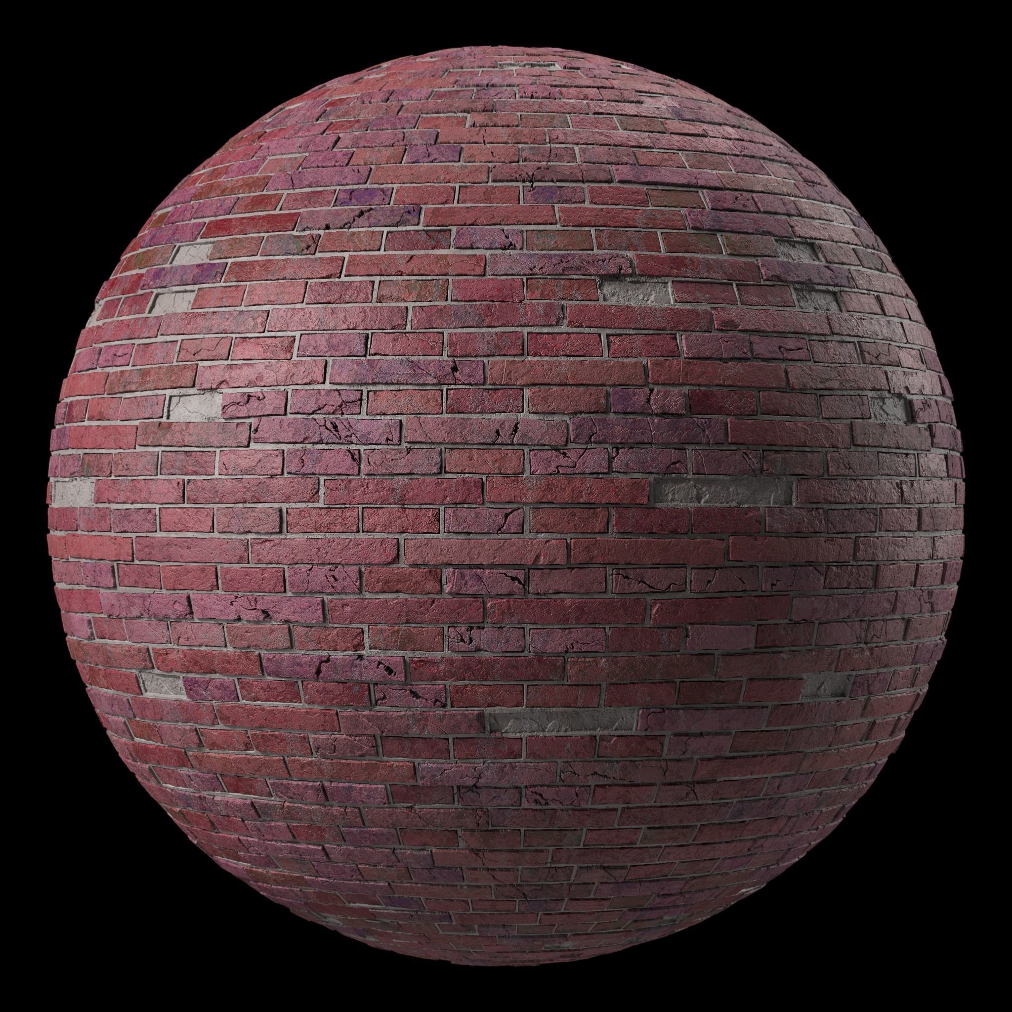 Bricks Materials 35- Brick walls - Pbr 4k Seamless Low-poly 3D model_5