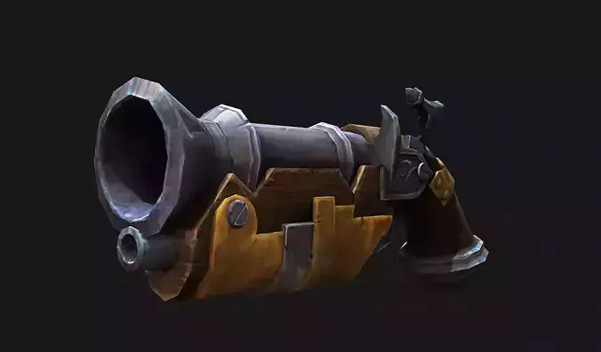 Stylized Hand painted Gun Lowpoly 3d model Low-poly 3D model