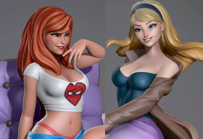 Mary Jane and Gwen Stacy - Spiderman 3D print model_0