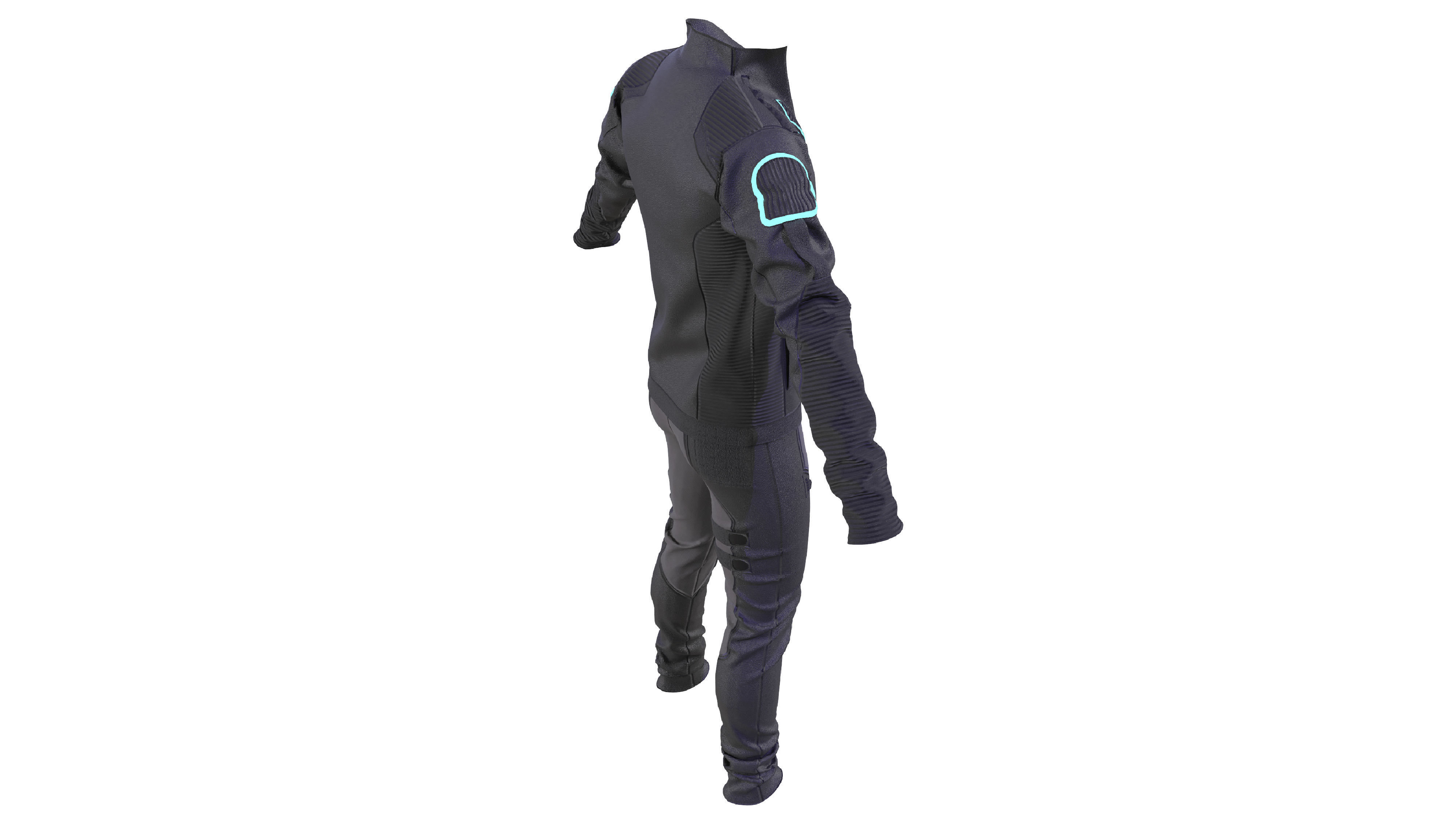 Scifi futuristic male outfit scifi jacket shirt pants 3D model_4