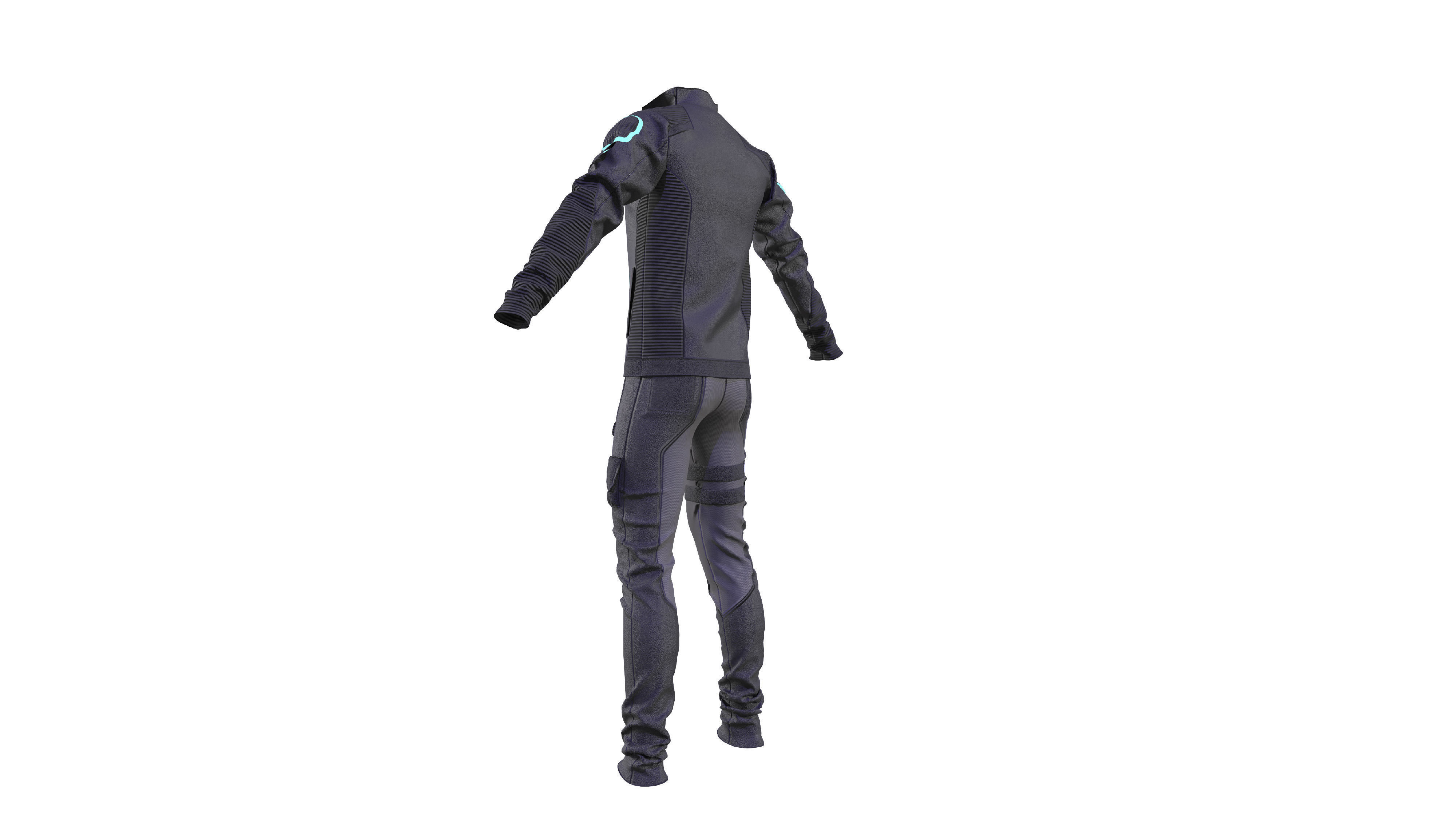 Scifi futuristic male outfit scifi jacket shirt pants 3D model_6