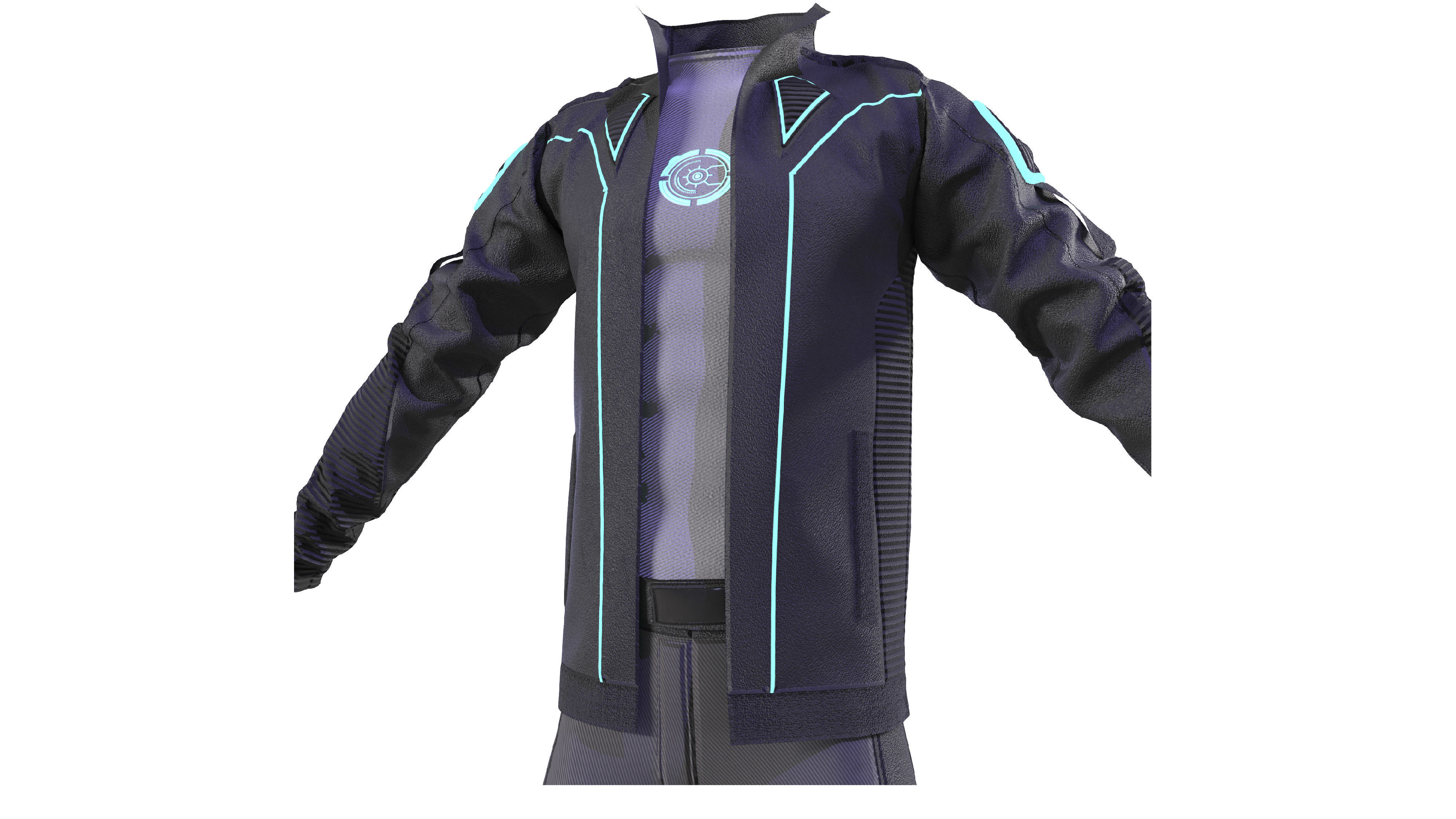 Scifi futuristic male outfit scifi jacket shirt pants 3D model_9