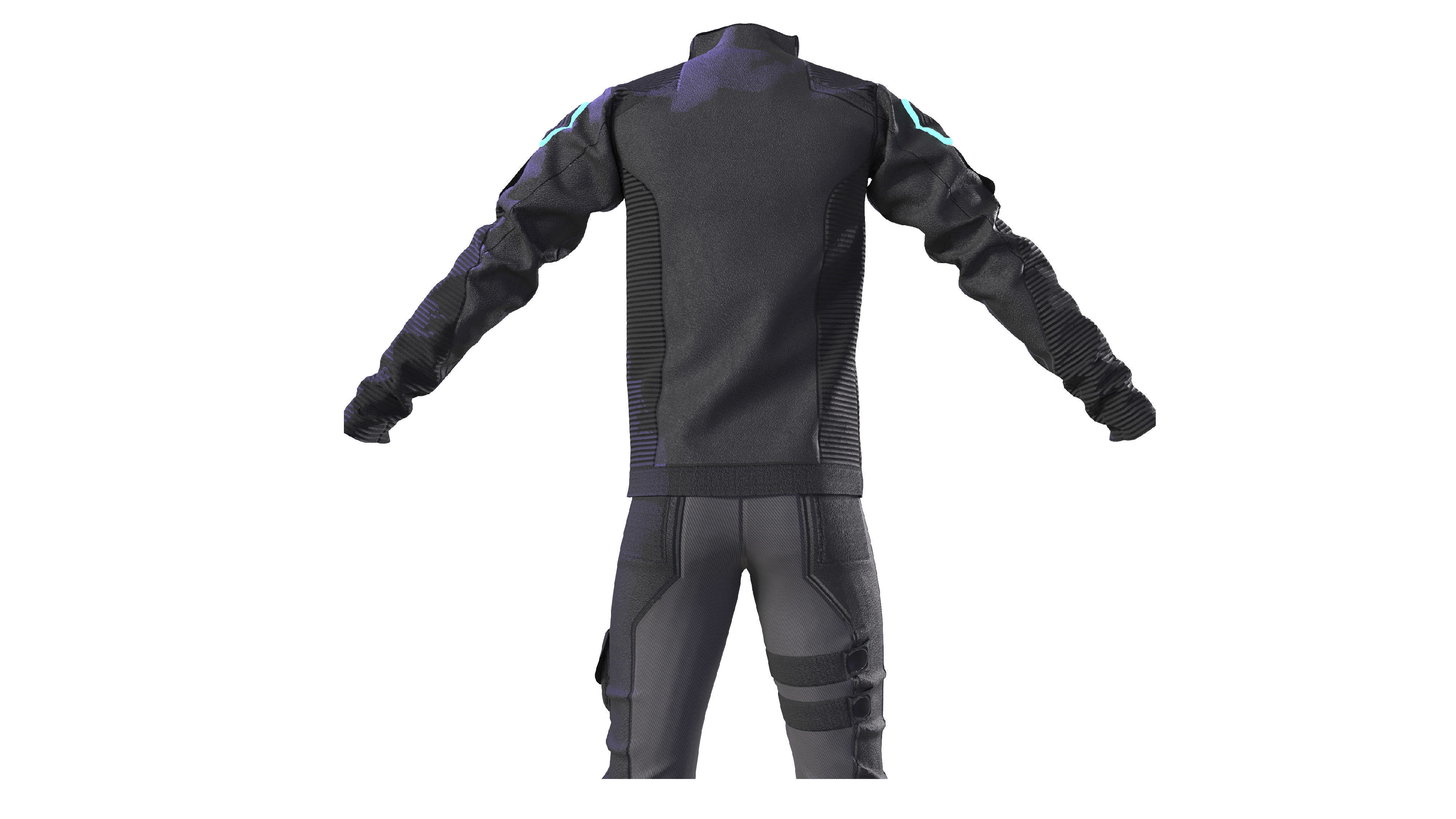 Scifi futuristic male outfit scifi jacket shirt pants 3D model_3