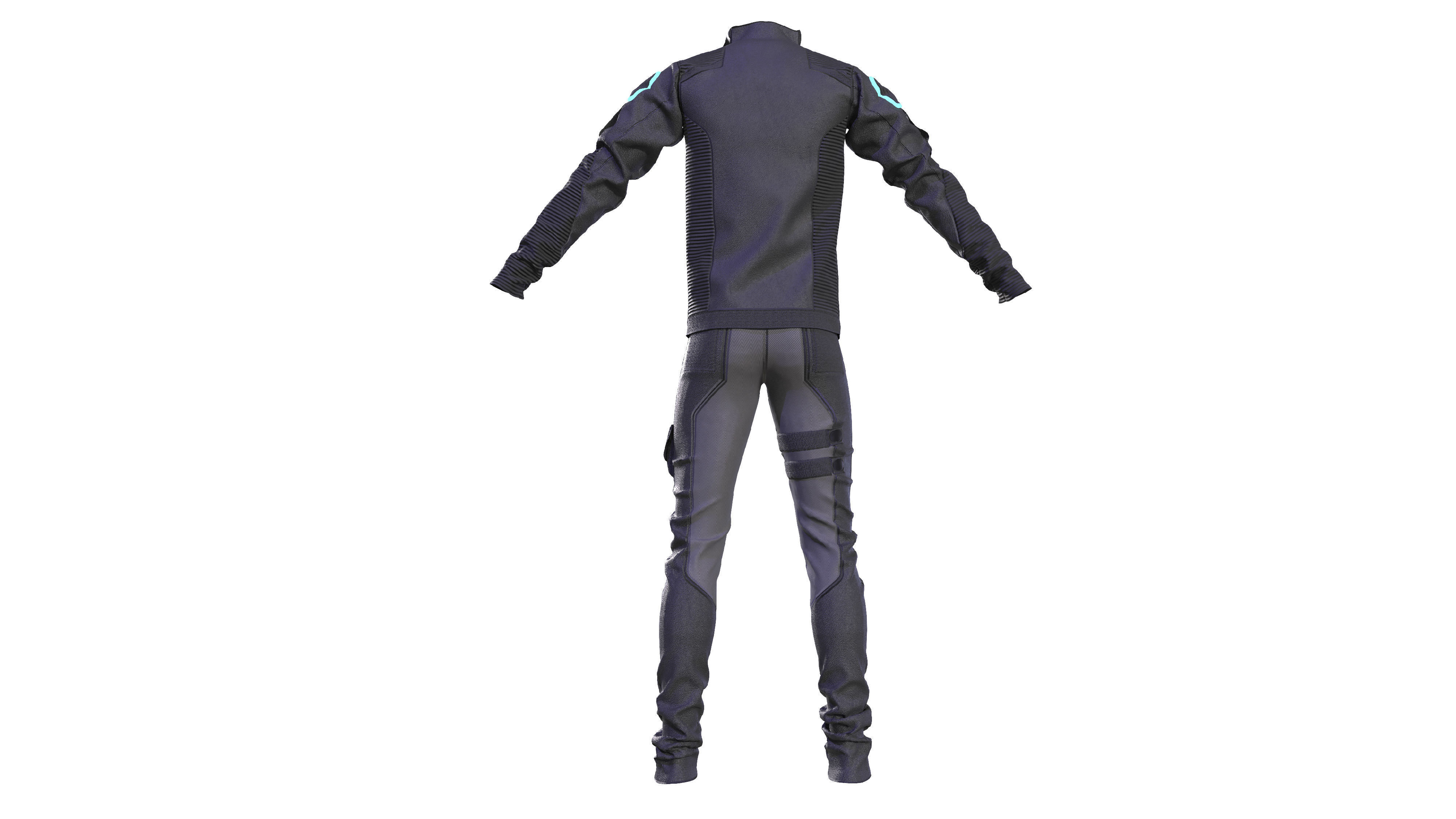Scifi futuristic male outfit scifi jacket shirt pants 3D model_2