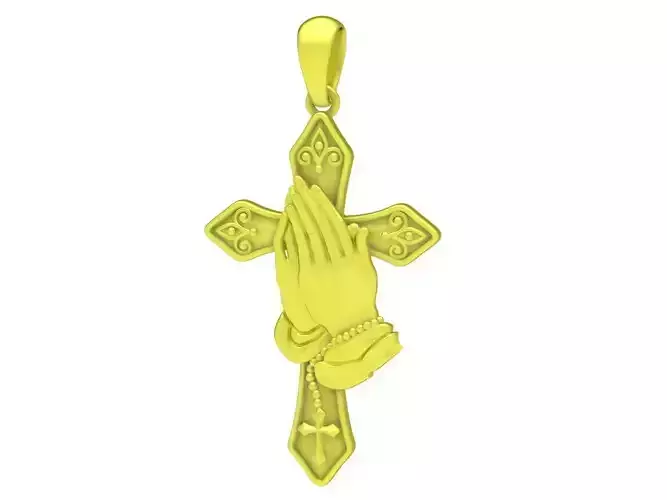 Praying Hands Cross Men Pendant 4205