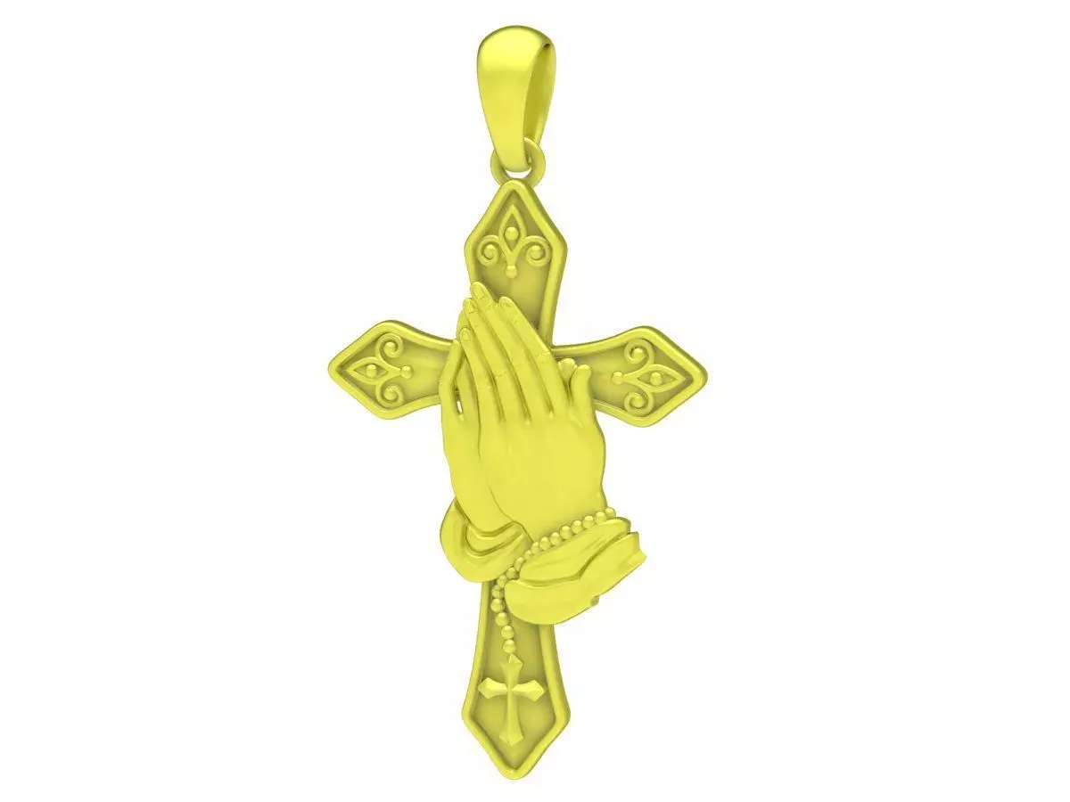 Praying Hands Cross Pendant Jewelry 3D Model 4205 3D print model