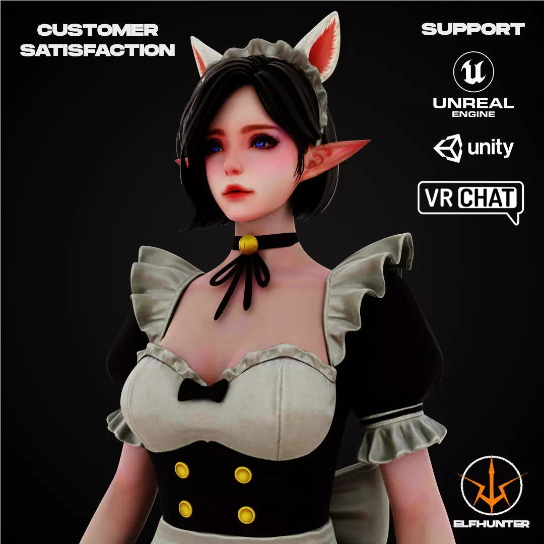 EXCLUSIVE ELF HUNTER EDITION RIGGED CHARACTER ELF WAITER Low-poly 3D model_0