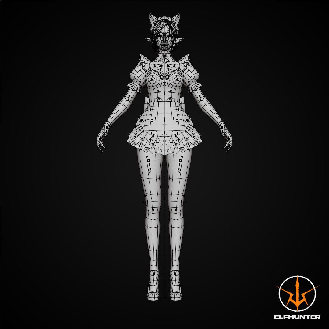 EXCLUSIVE ELF HUNTER EDITION RIGGED CHARACTER ELF WAITER Low-poly 3D model_14