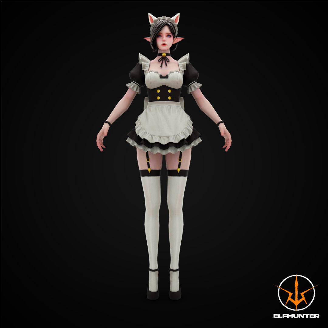 EXCLUSIVE ELF HUNTER EDITION RIGGED CHARACTER ELF WAITER Low-poly 3D model_2