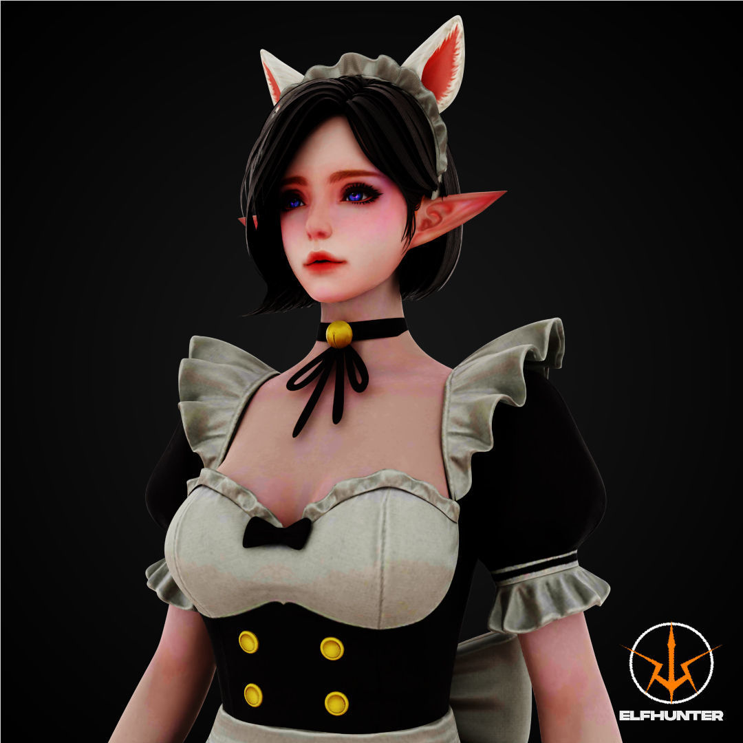 EXCLUSIVE ELF HUNTER EDITION RIGGED CHARACTER ELF WAITER Low-poly 3D model_1