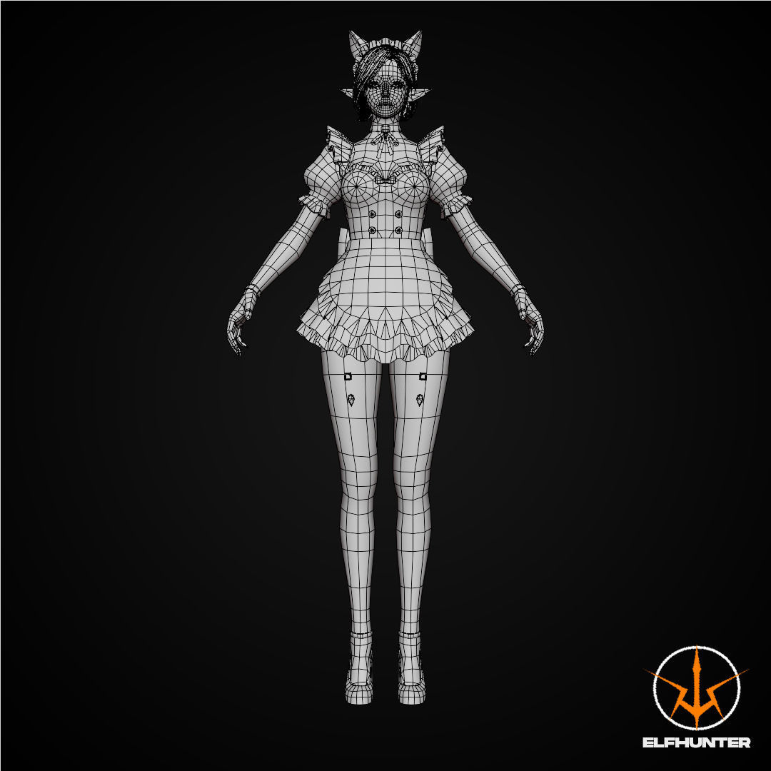 EXCLUSIVE ELF HUNTER EDITION RIGGED CHARACTER ELF WAITER Low-poly 3D model_10