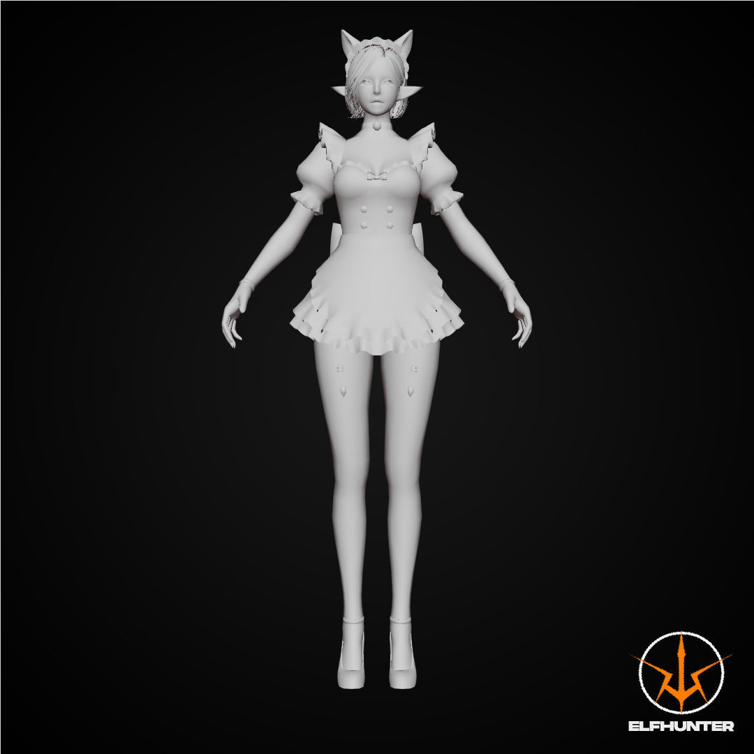 EXCLUSIVE ELF HUNTER EDITION RIGGED CHARACTER ELF WAITER Low-poly 3D model_6