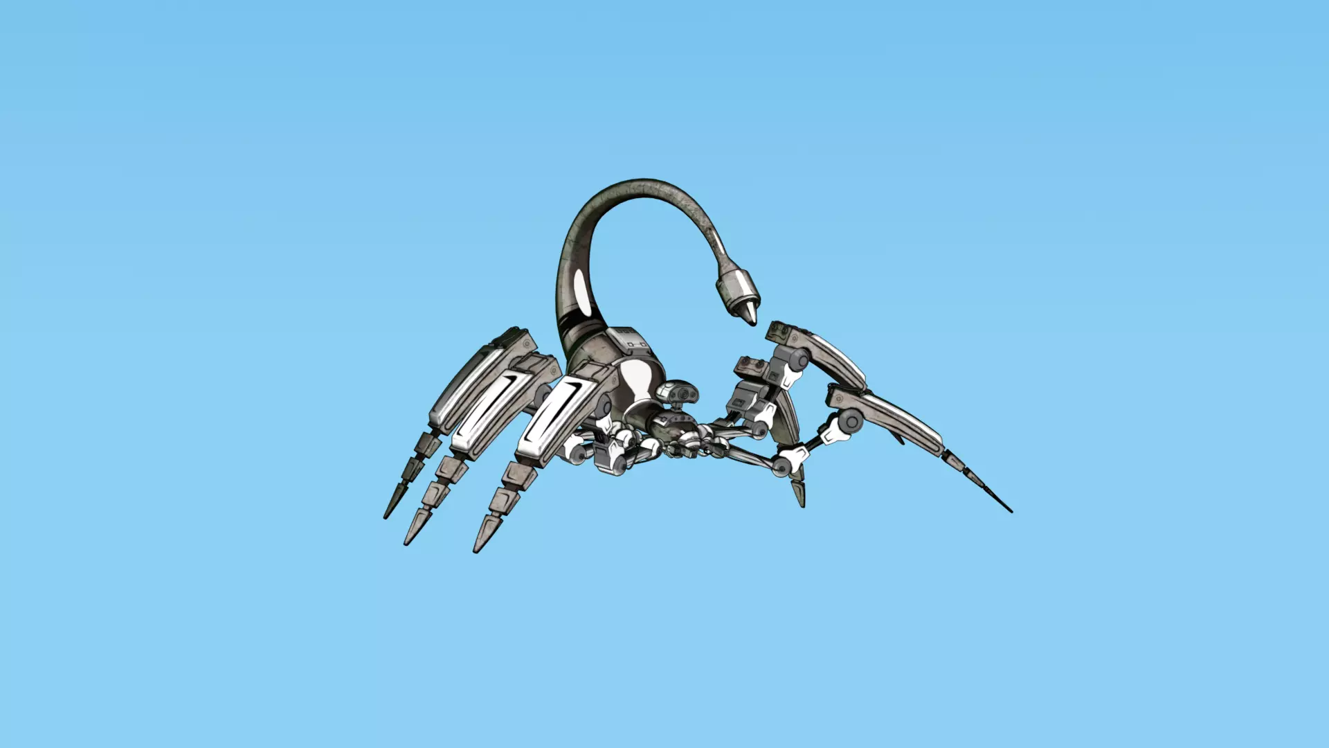 Mecha Spider Scorpion Low-poly 3D model_7
